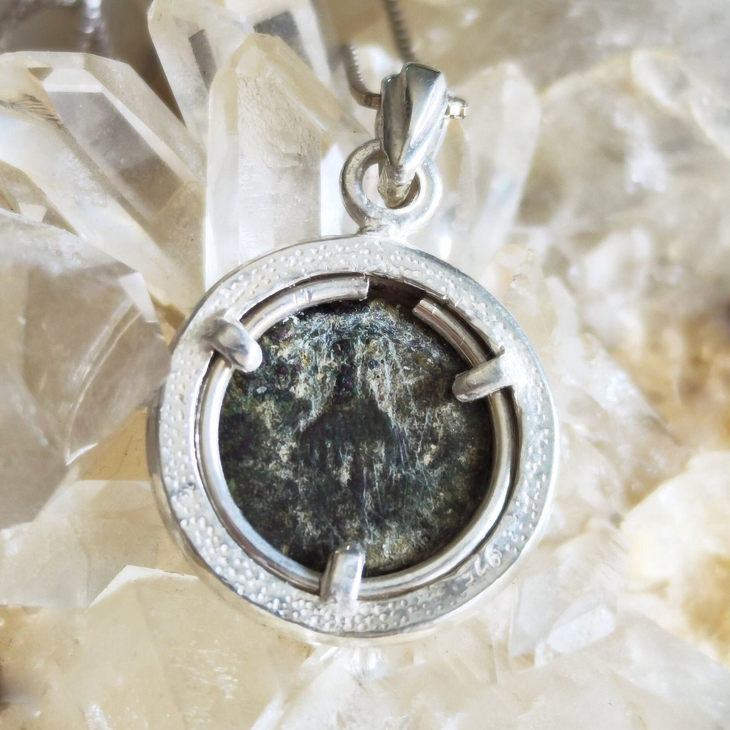 Genuine Ancient Jewish Coin Silver Necklace, Herod Agrippa Coin Pendant, Roman Coin Medallion, Wheat branch Coin, vintage style gift idea