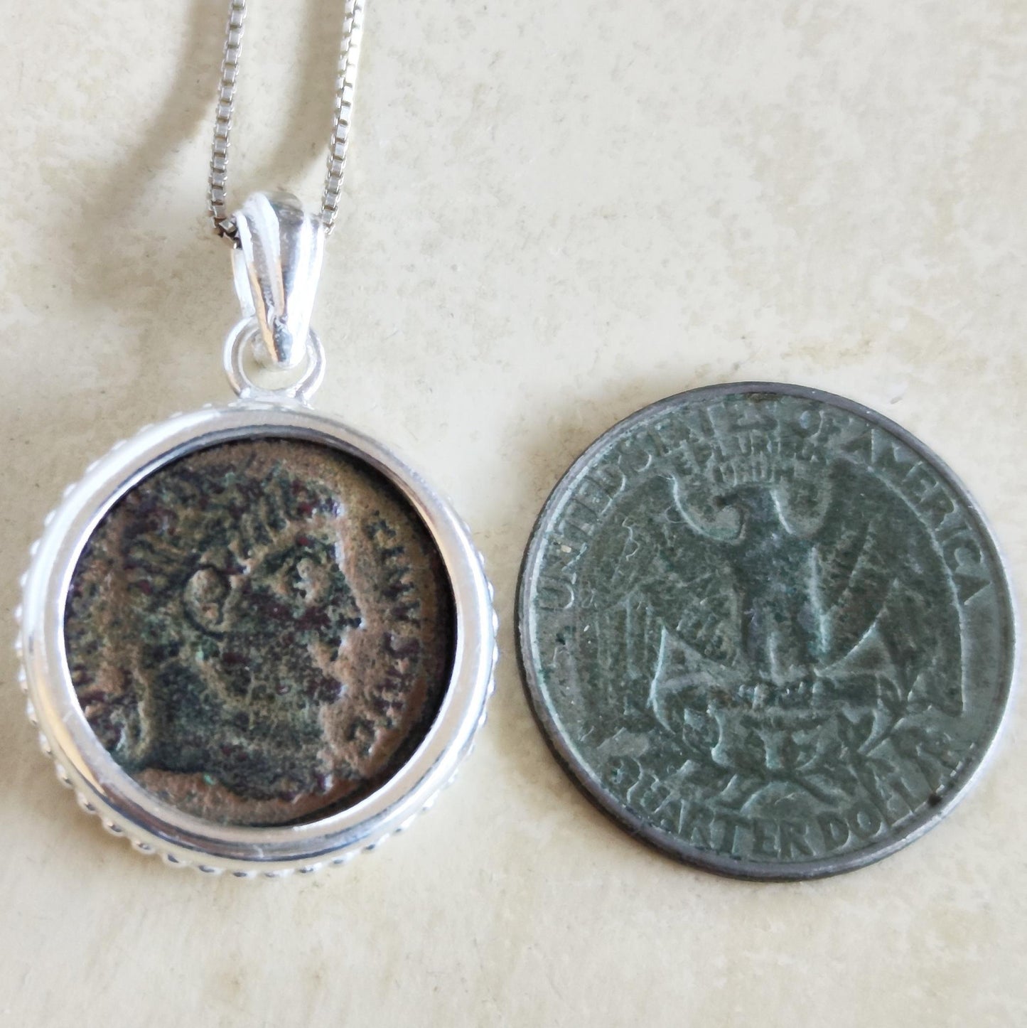 Genuine Constantine the Great Coin Necklace, Antique Roman coin Reversible Pendant, Men Silver Medallion, Christian men gift, unisex jewelry