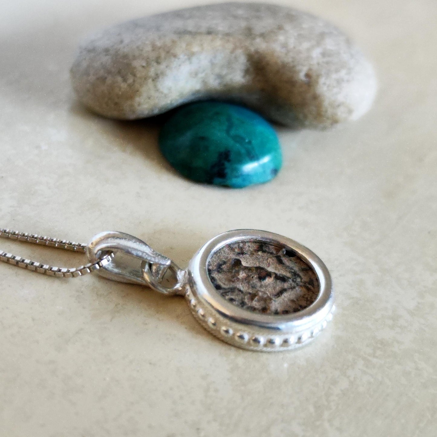 King Herod The Great Antique Coin Silver Pendant, Jesus Time Coin Medallion, Jewish Roman Cornucopia Coin