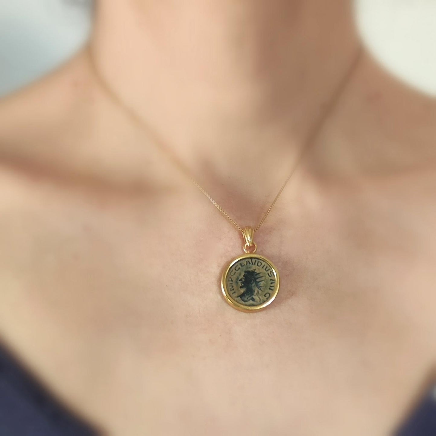Emperor Claudius Roman Coin Necklace, Ancient Coin Pendant Medallion, Vintage Gift Idea, History Lover Jewelry