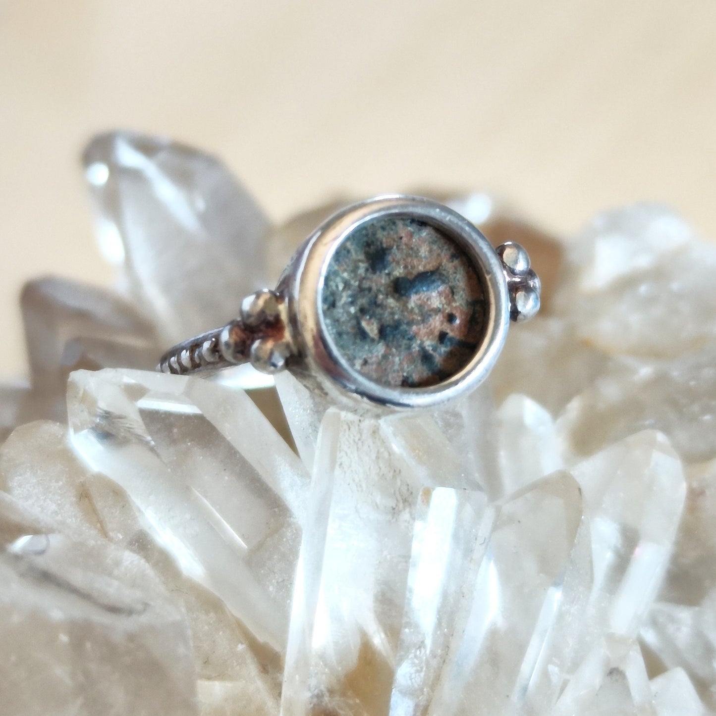 Ancient Biblical Coin Silver Ring, Antique widow's mite ring, Christian bronze coin band, size 7.75 US , Christian gift idea for her