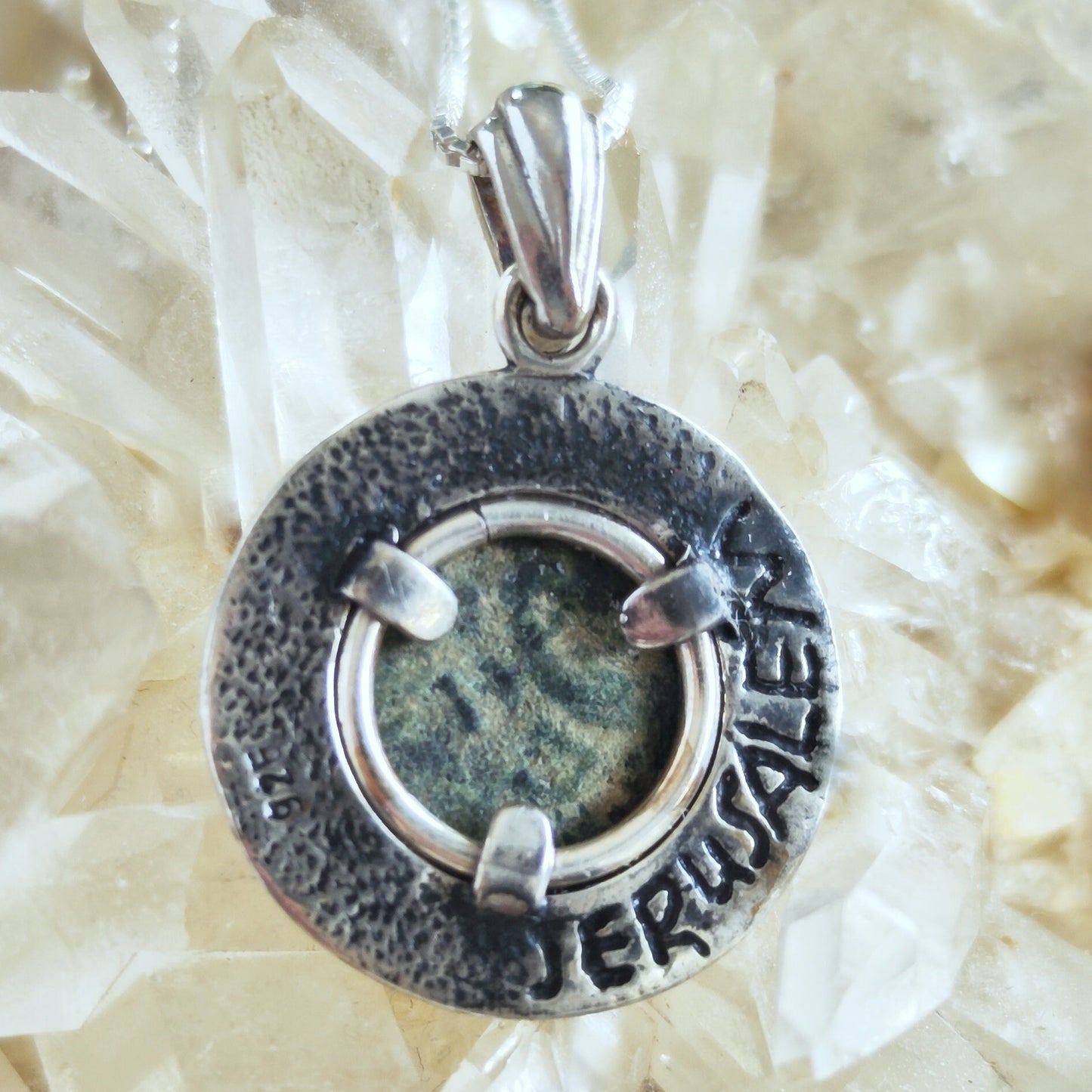 Ancient Christian coin pendant, Antique widow's mite silver pendant with certificate, Religious men unisex medallion, Jesus poor widow mite