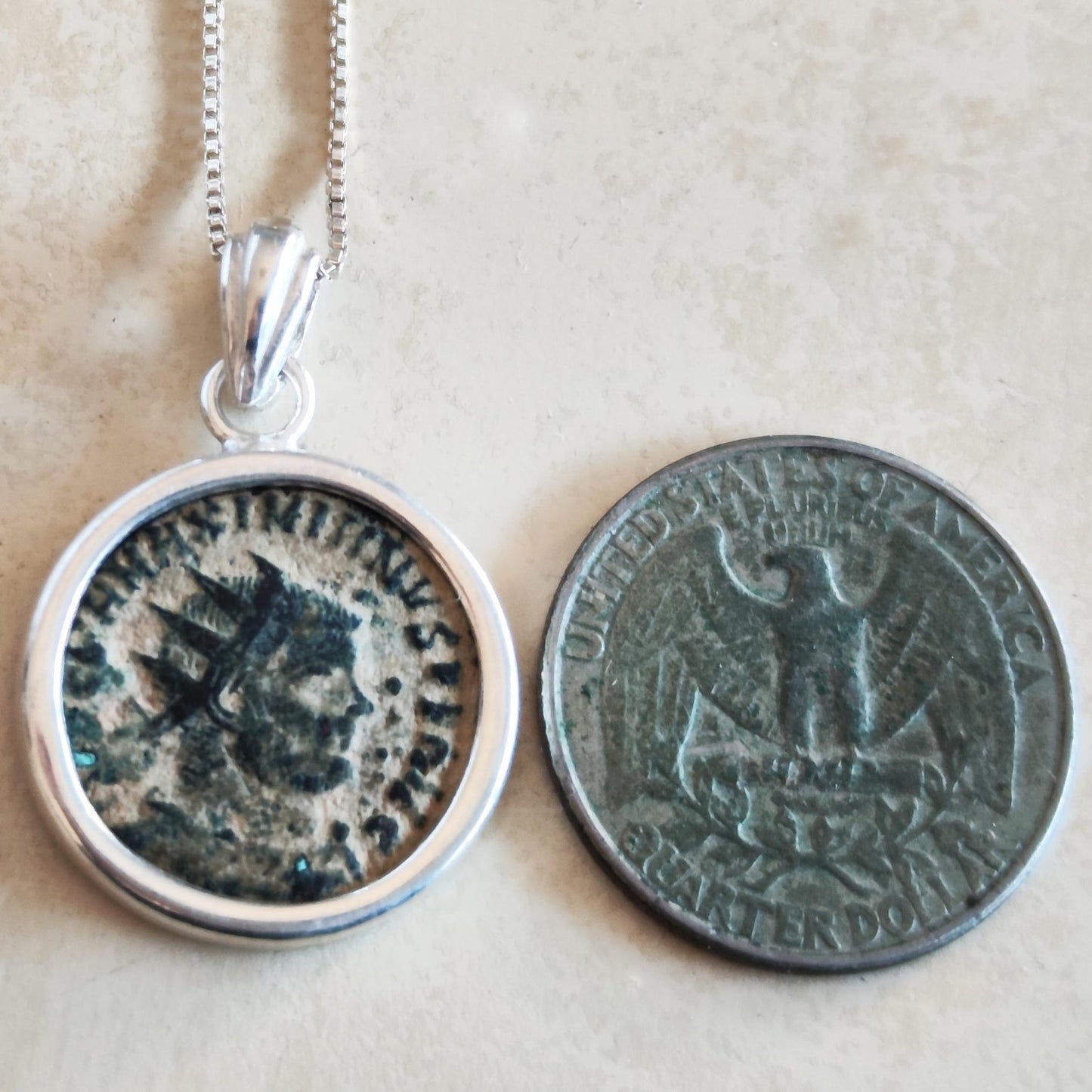Genuine Roman Coin Pendant for Men, Silver Medallion Necklace of Emperor Maximianus, Ancient Coin Gift Idea, Roman Empire Statement Necklace