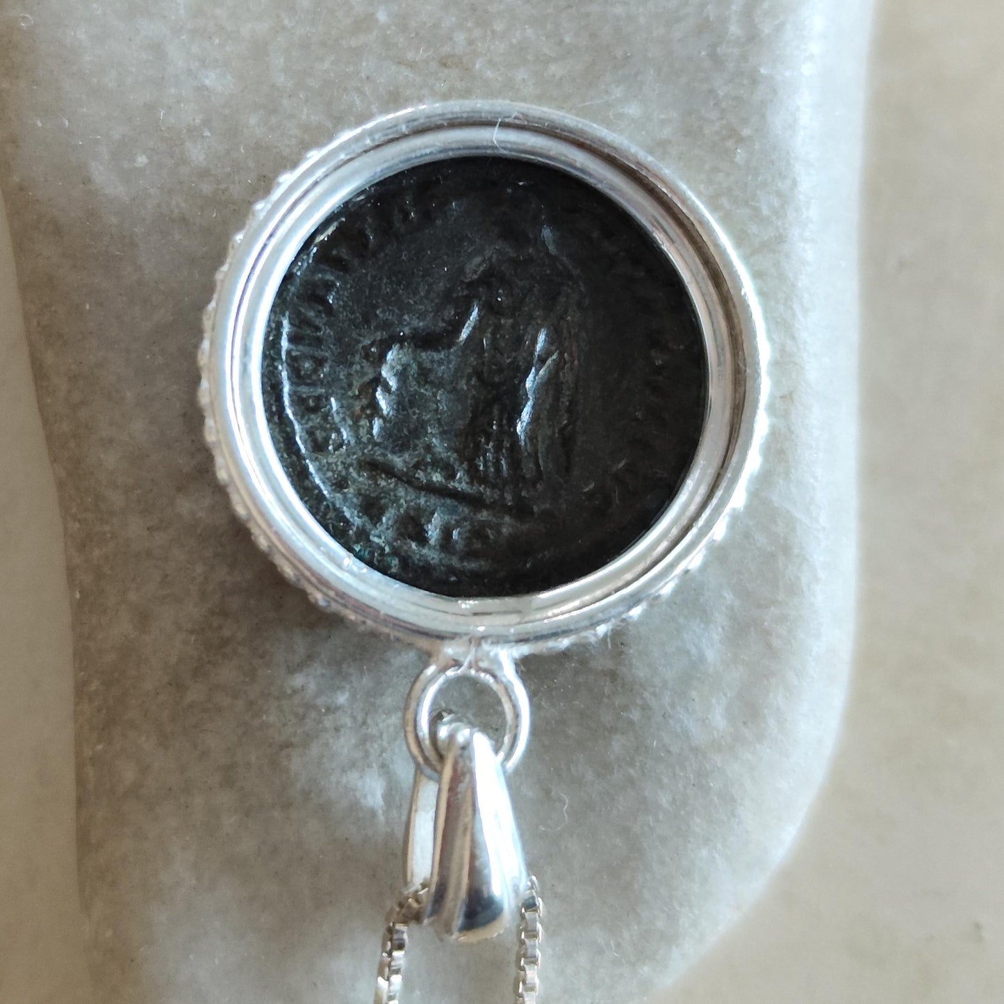 Roman Empress Helena Ancient coin Medallion, Christian St. Helen mother of Constantine the Great Silver Pendant