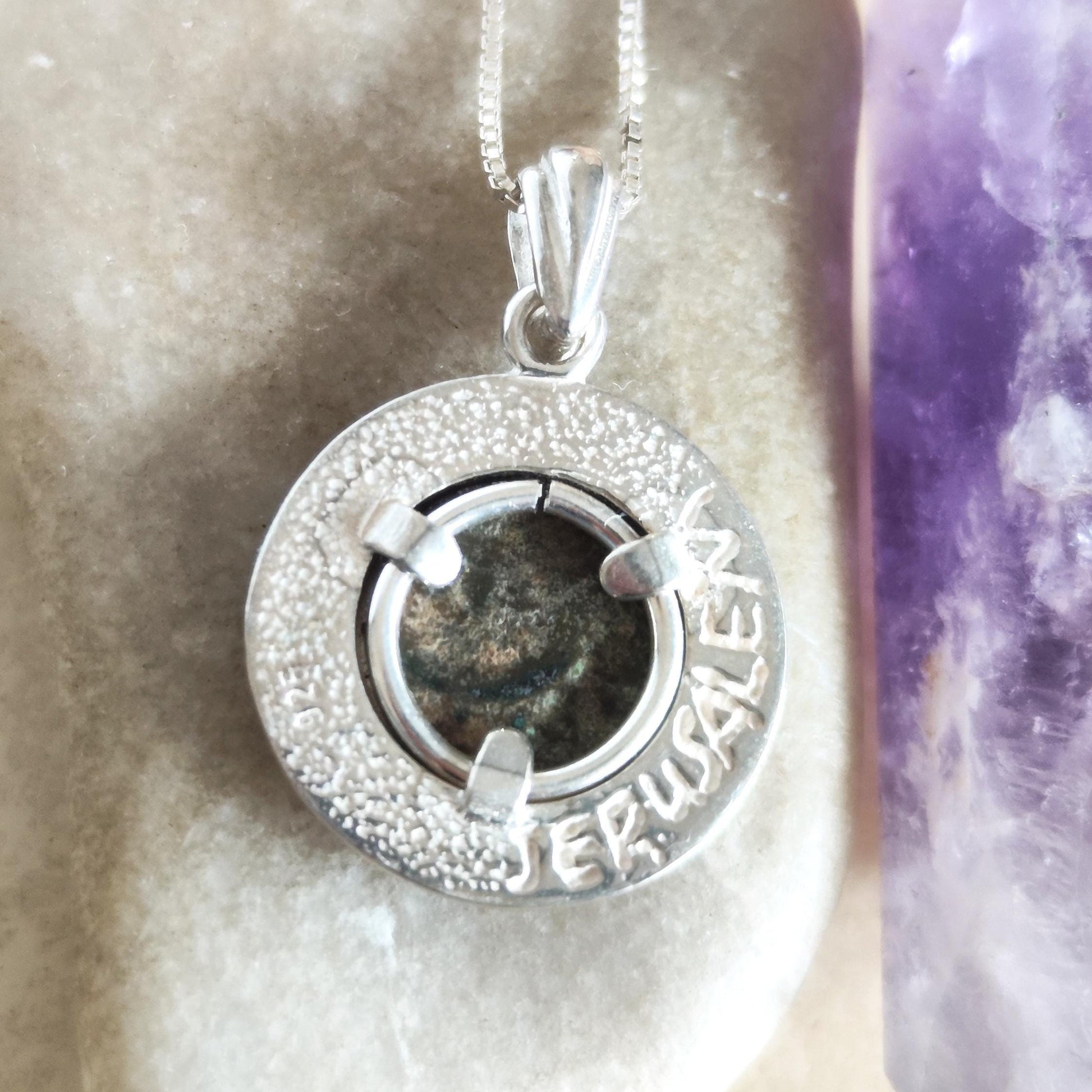 Widow's Mite Pendant: Ancient Bronze Coin, Sterling Silver Christian Necklace Barr Designs