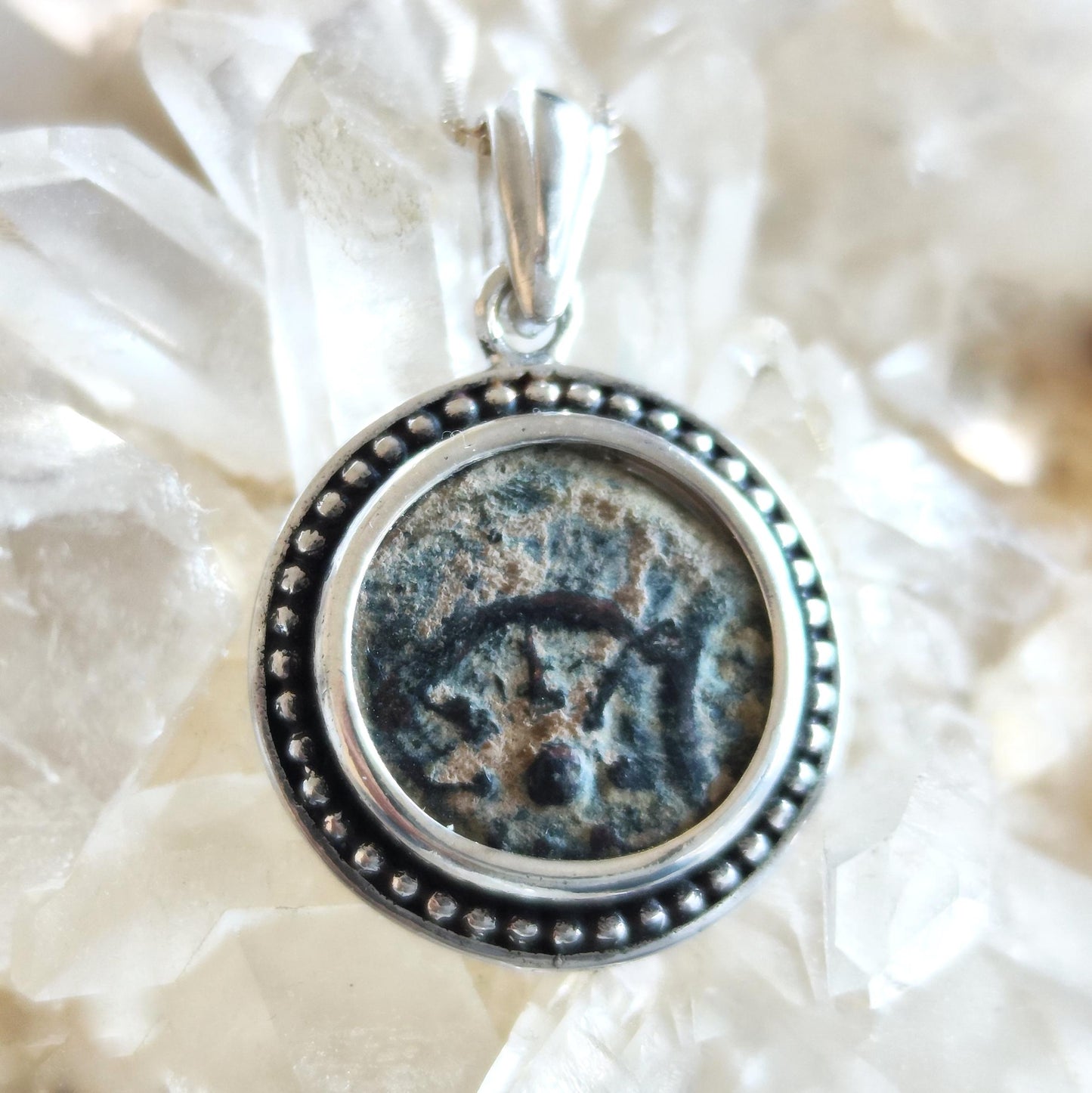 Antique Large Widow's Mite Coin Necklace: Sterling Silver Jesus Medallion Barr Designs
