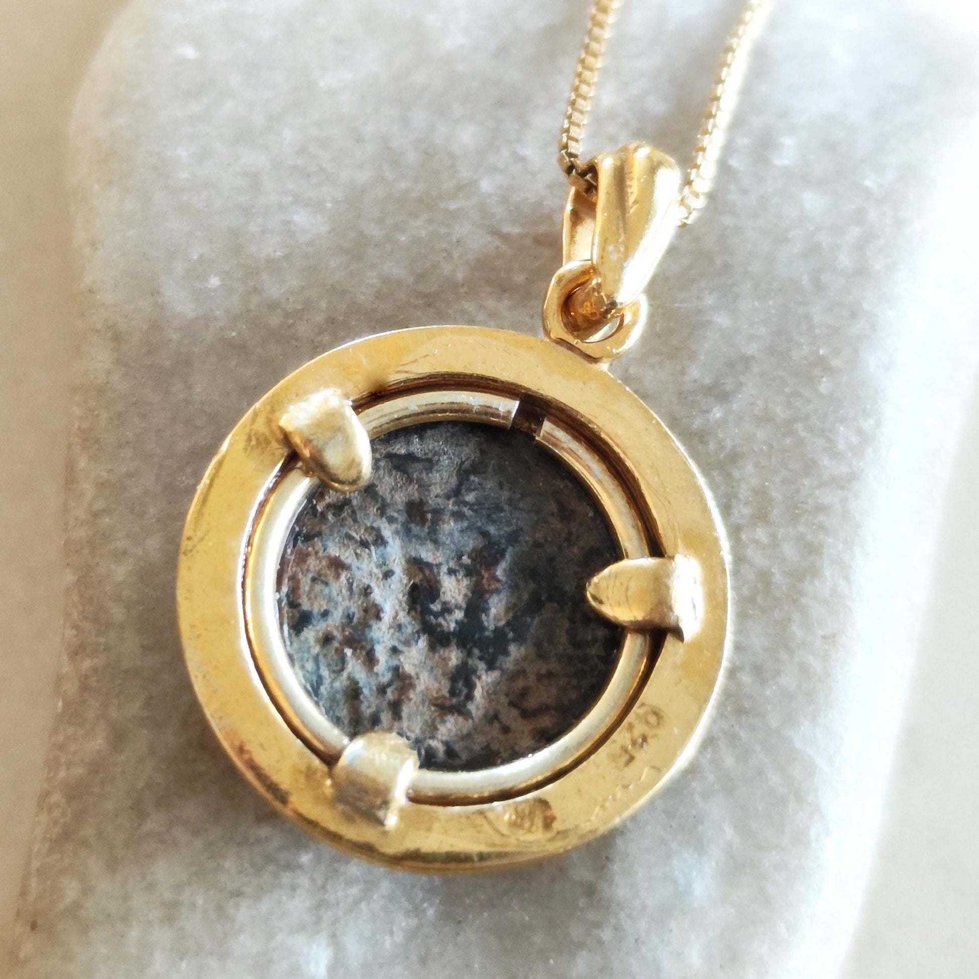 Authentic Widow's Mite Coin Necklace: Large Christian Biblical Medallion, Gold Plated Barr Designs