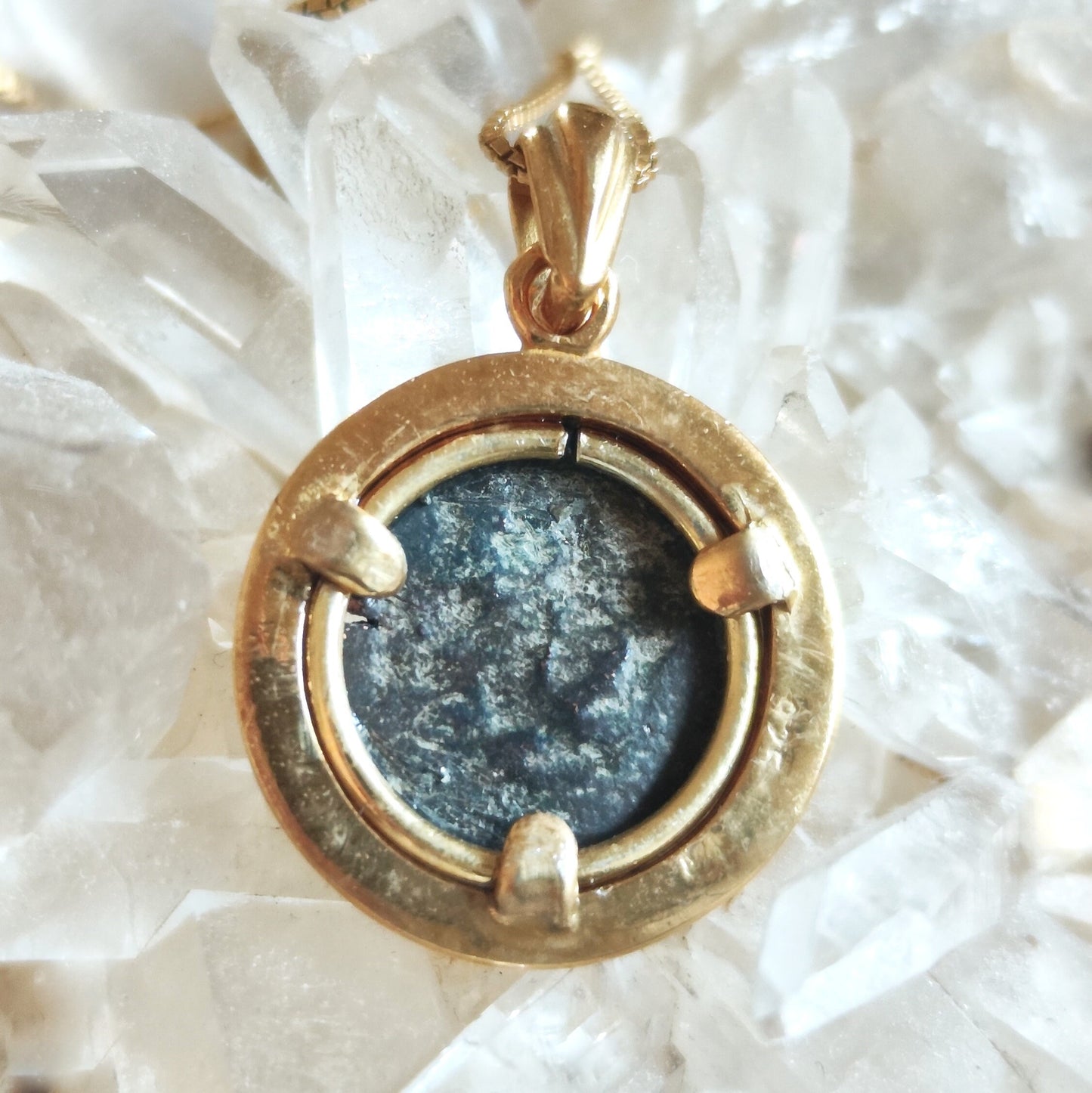 Authentic widow mite coin necklace, gold Plated large Medallion, Christian Jesus coin pendant, Ancient Judea Prutah, history Christmas gift