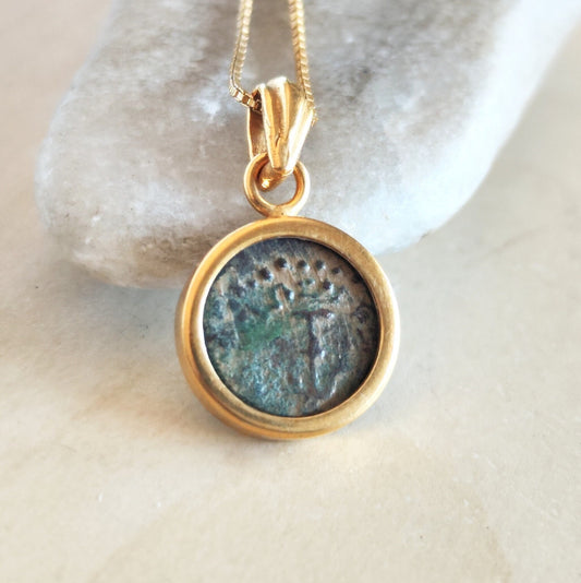 Authentic Certified Ancient Coin Pendant, Widow's Mite Necklace, Medallion Necklace, Vintage Coin Pendant, Christian Coin Gift, Widow Gift