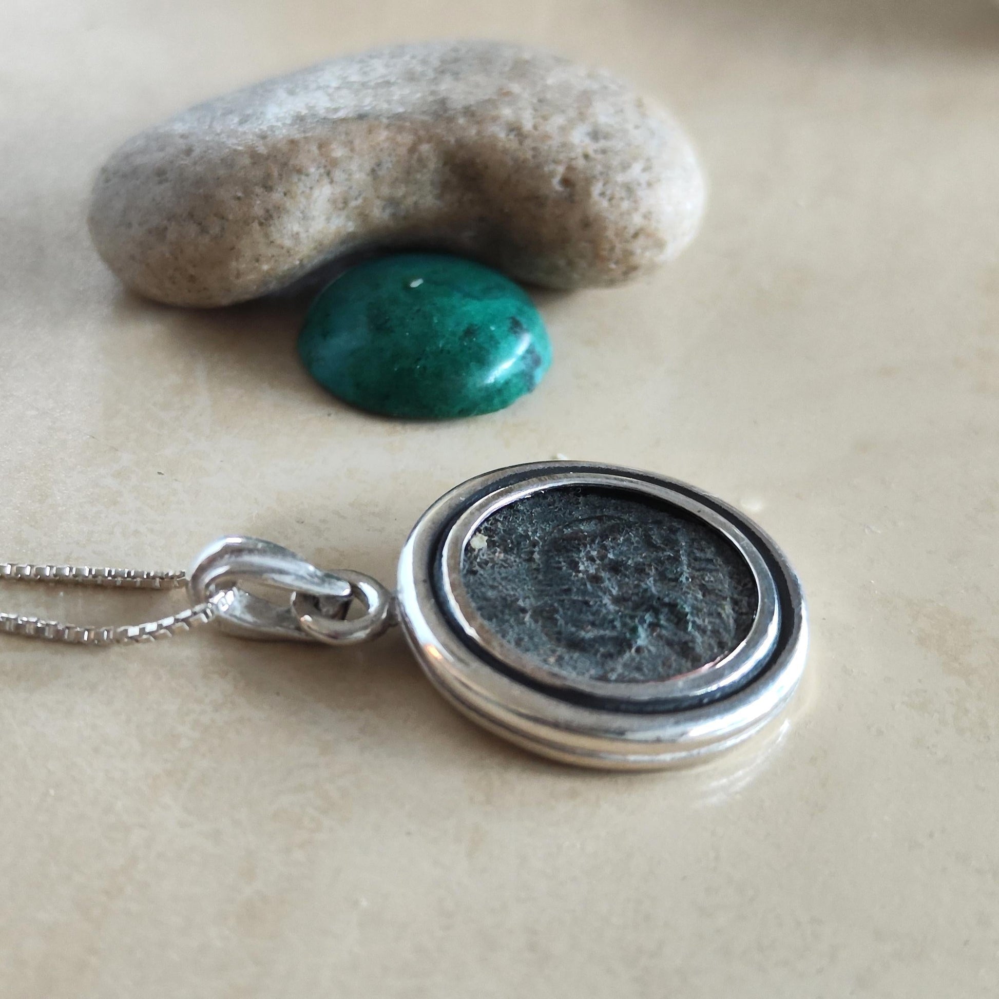 Romulus & Remus Roman Coin Pendant: Sterling Silver, Authentic Ancient Constantine Coin Barr Designs