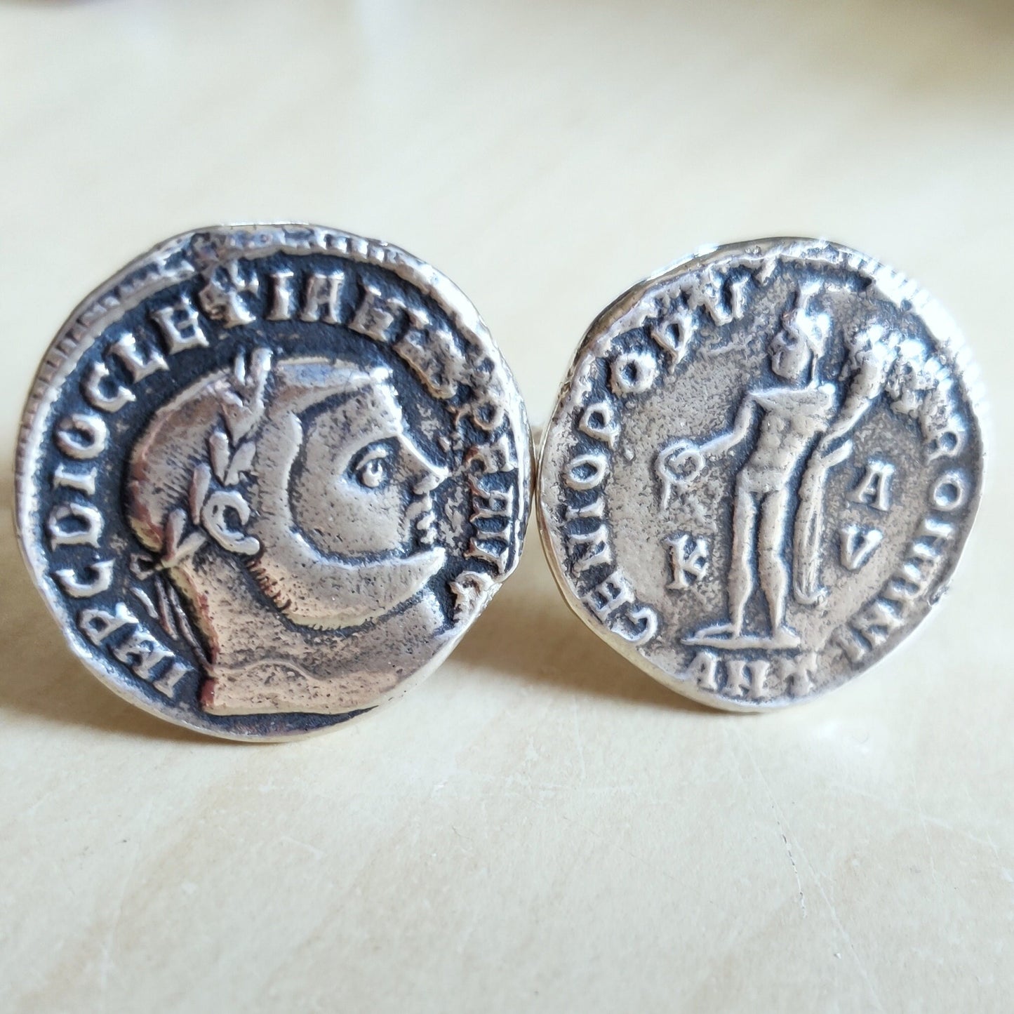 Roman Coin Silver Cufflinks , Emperor Diocletian Replica Coin Cufflinks, Jewelry Gift Idea For men, History Buff Cufflinks