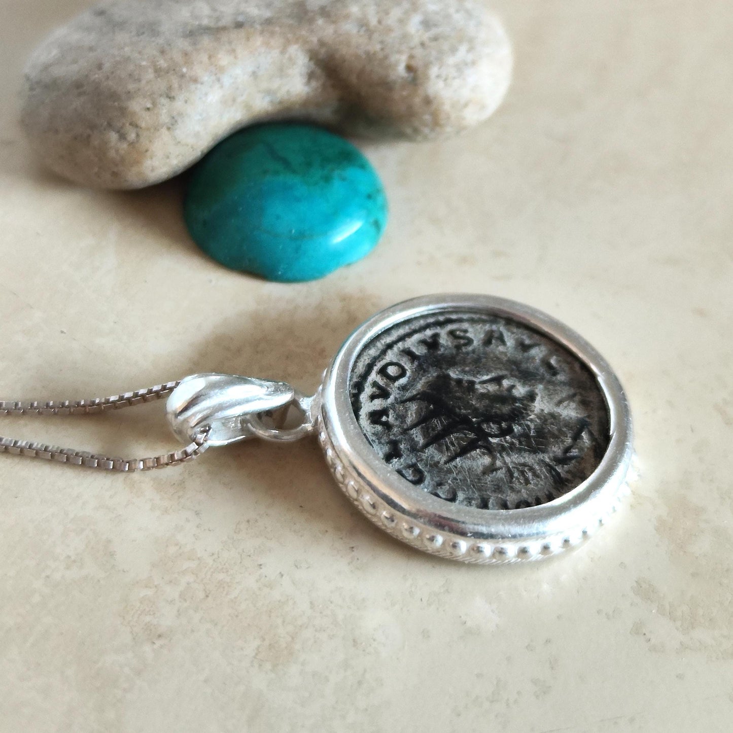 Authentic Certified Roman Emperor Claudius Gothicus Coin Necklace, Antique Silver Unisex Medallion Barr Designs