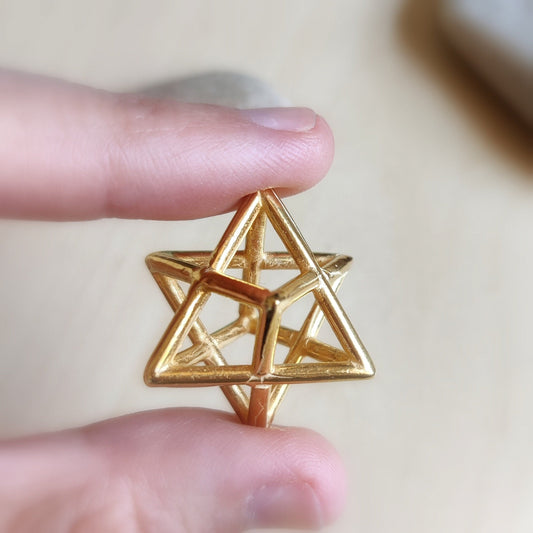 Extra Large Merkaba Pendant, Gold Plated Kabbalah Jewelry, Sacred Geometry Mystic Protection Amulet Barr Designs