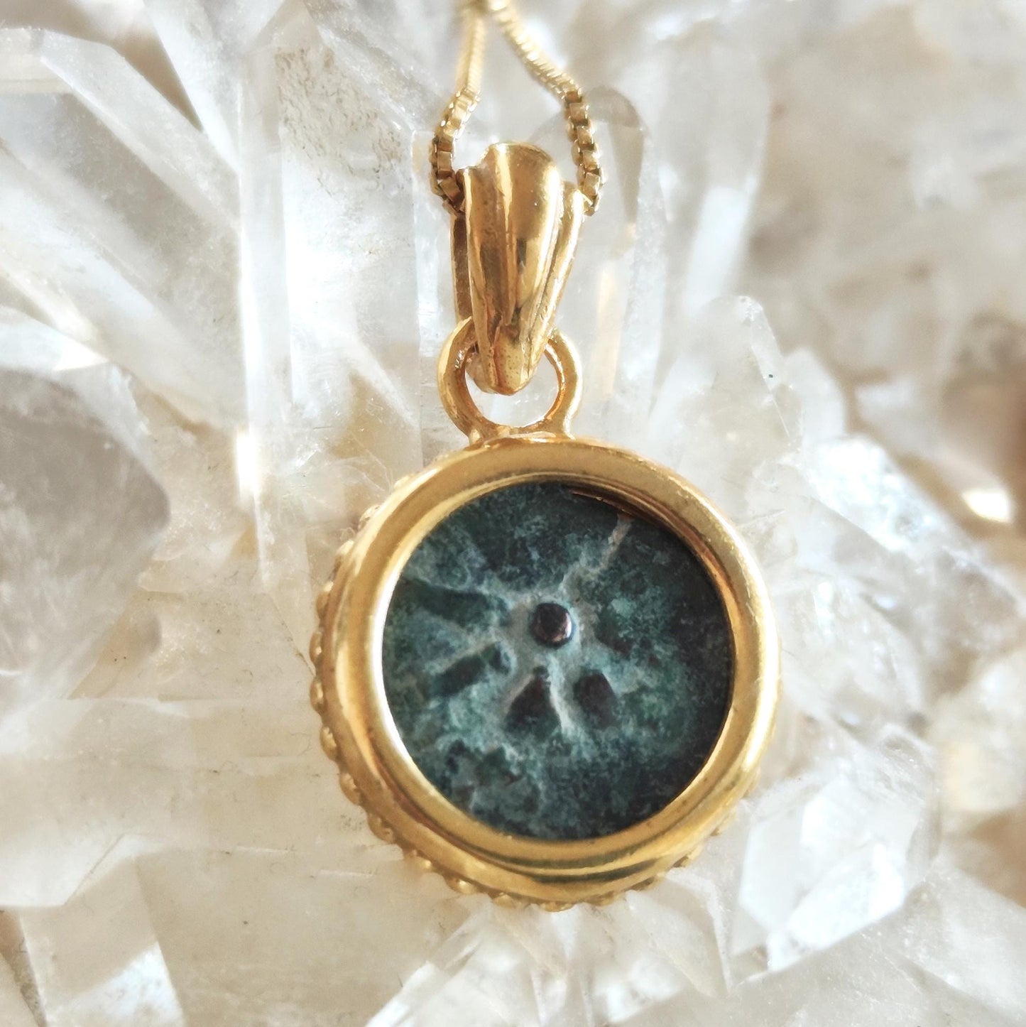 Ancient Biblical Widow Mite Coin Necklace, Antique Gold Plated Pendant, Jesus Time Jewelry Barr Designs