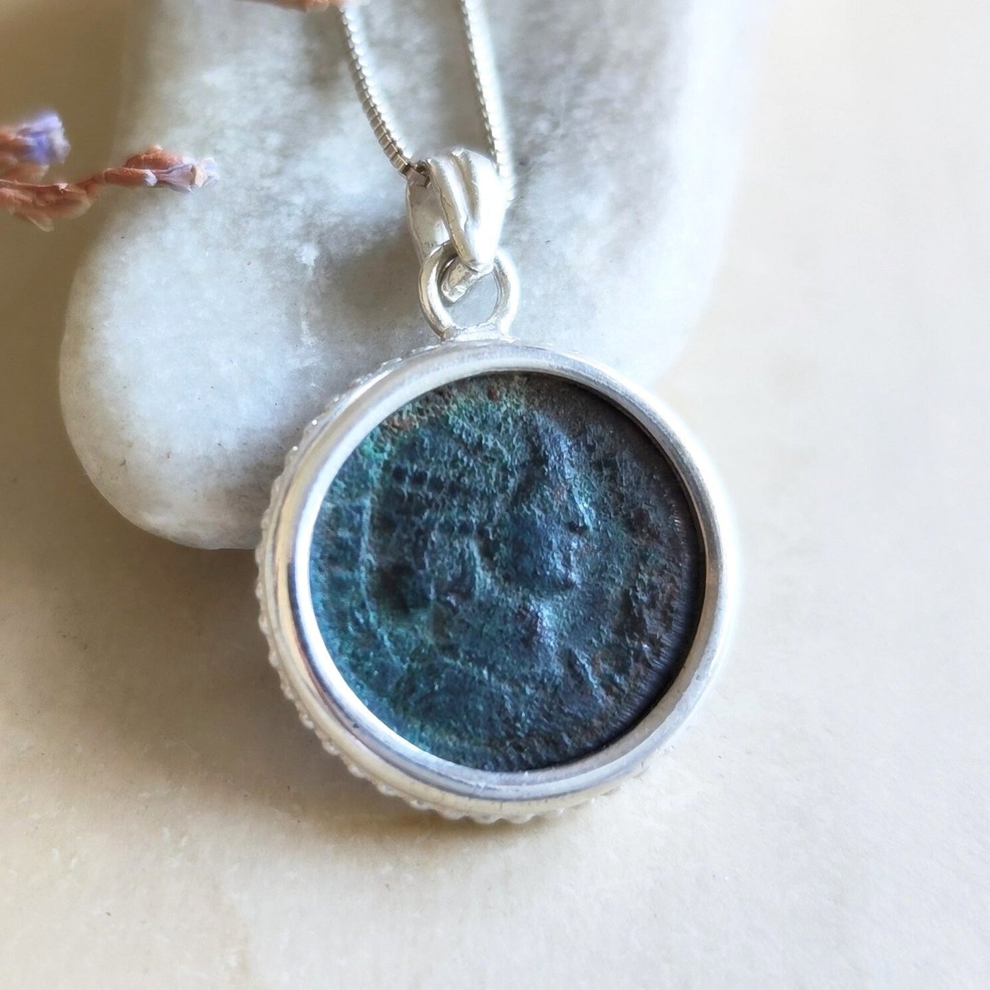 Ancient Coin of Roman Empress Fausta Silver Necklace, Constantine the Great wife pendant,  Women in Power Medallion, vintage style jewelry