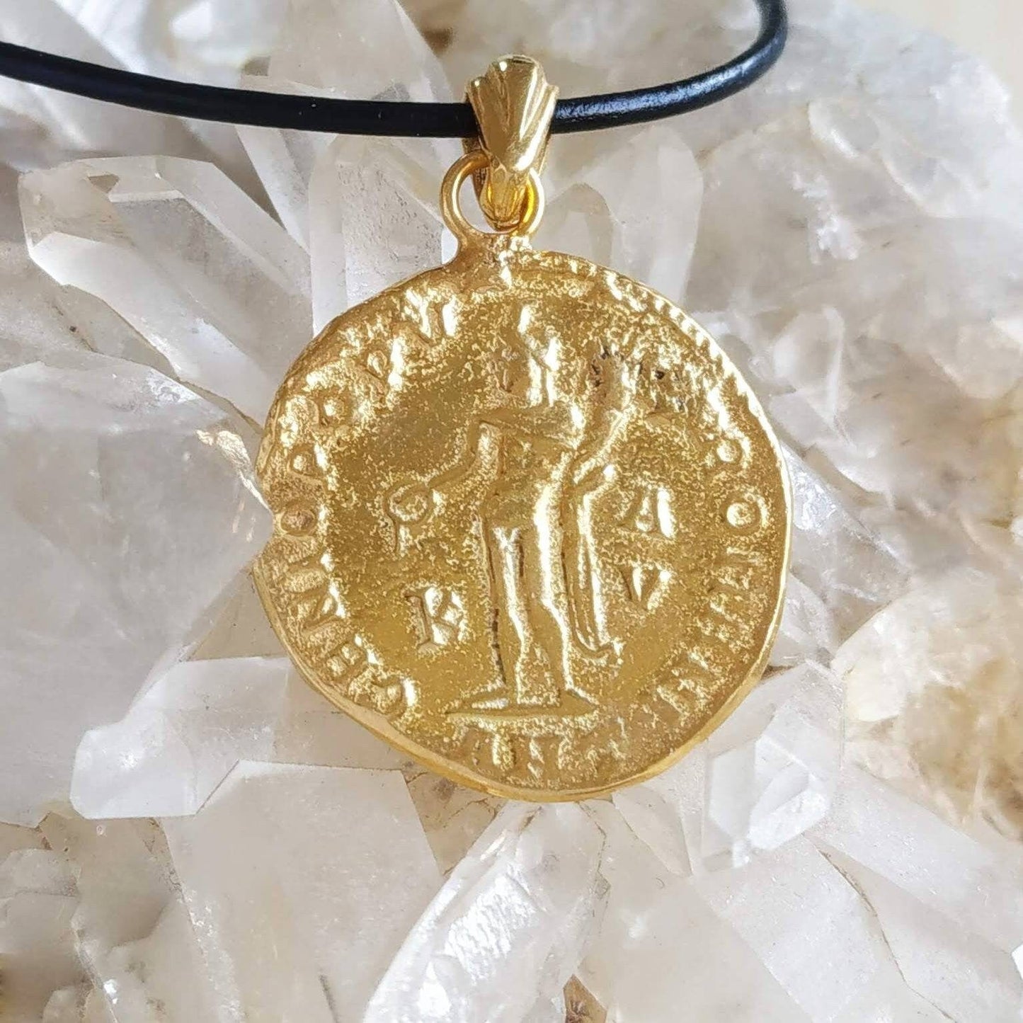 Gold Plated Diocletian Coin Necklace: Sterling Silver Replica Medallion Barr Designs