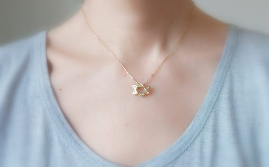Gold Star of David Necklace: Sterling Silver Dove Pendant, Jewish Gift Barr Designs