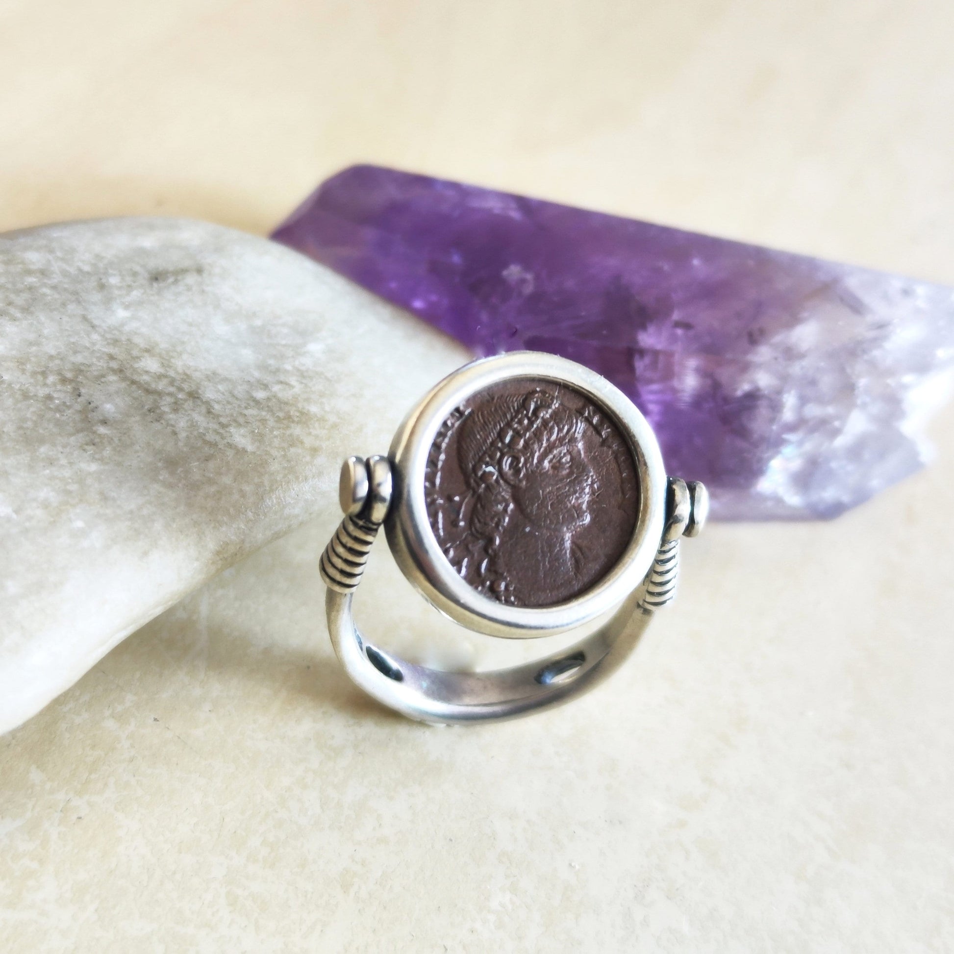 Ancient Roman Coin Sterling Silver Flip Ring: Constantine Era, Size 8 Barr Designs