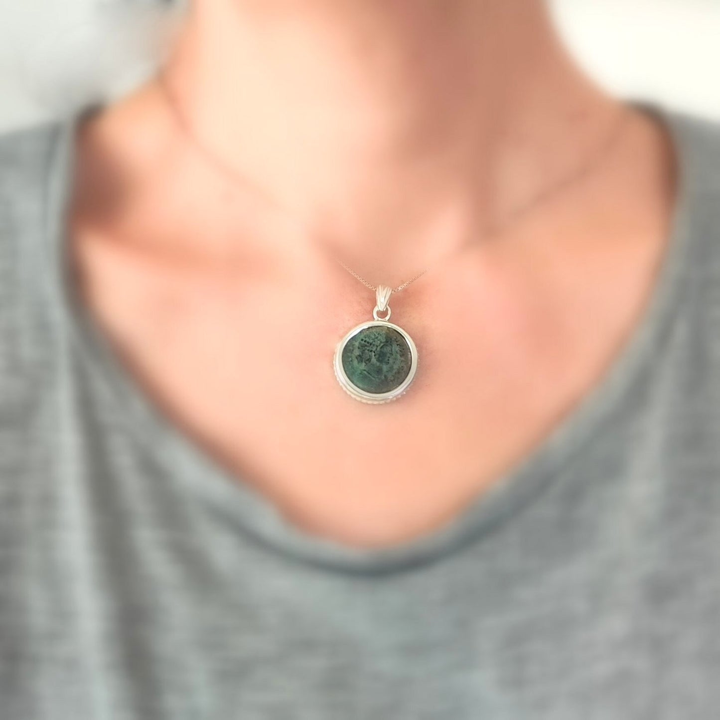 Ancient Coin of Roman Empress Fausta Silver Necklace, Constantine the Great wife pendant,  Women in Power Medallion, vintage style jewelry