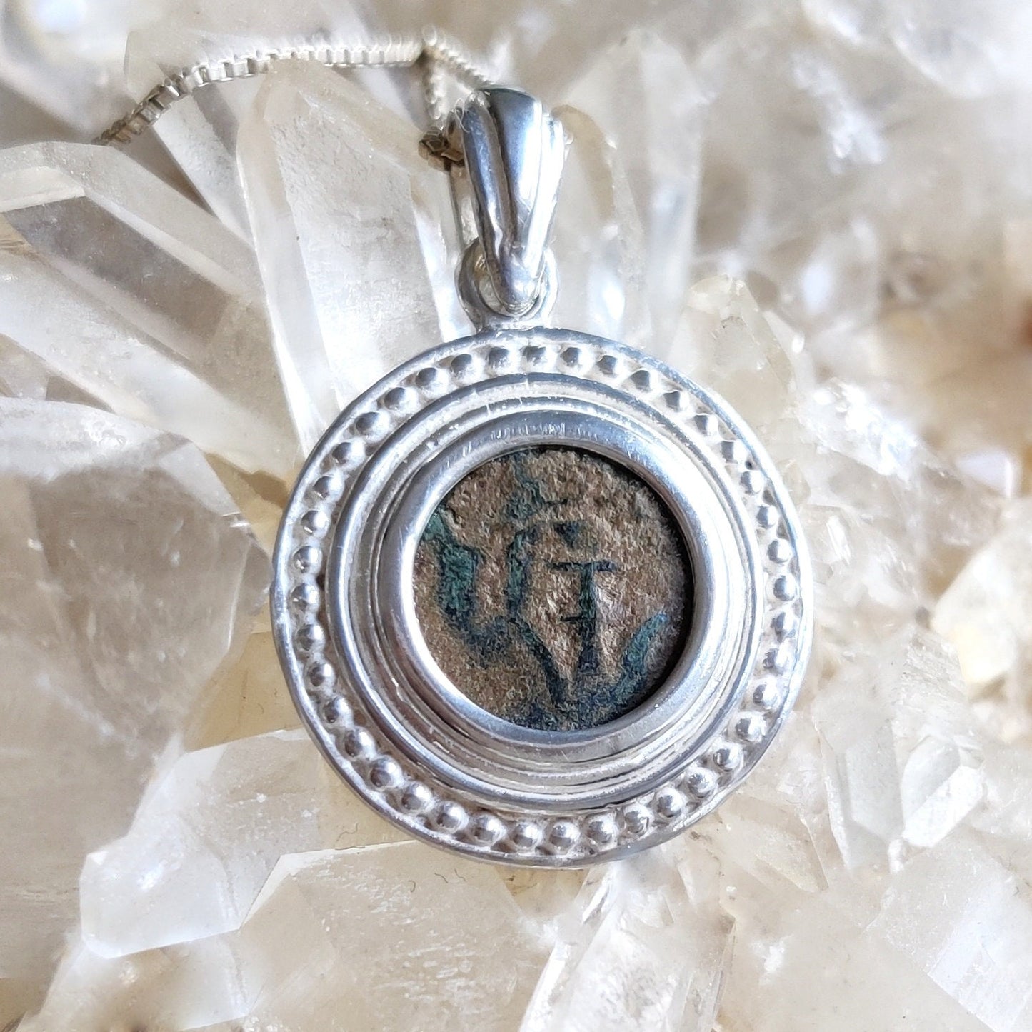 Bible Coin Necklace for History Lover, Genuine Biblical Widow's Mite Silver Pendant, Christian Gift for Men and Women