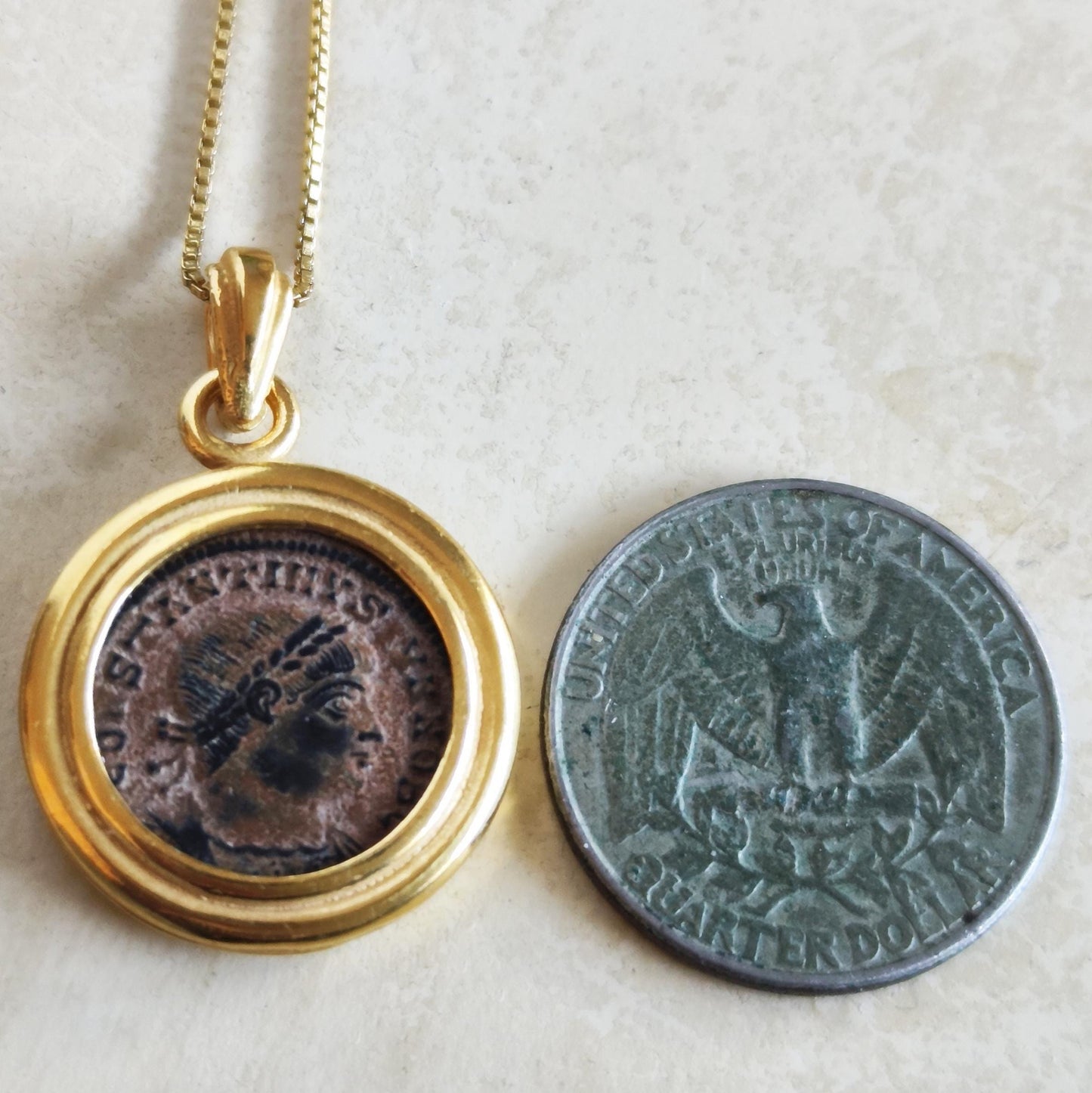 Genuine Roman Coin Pendant featuring Emperor Constantine II, Ancient Coin Vintage Necklace Barr Designs