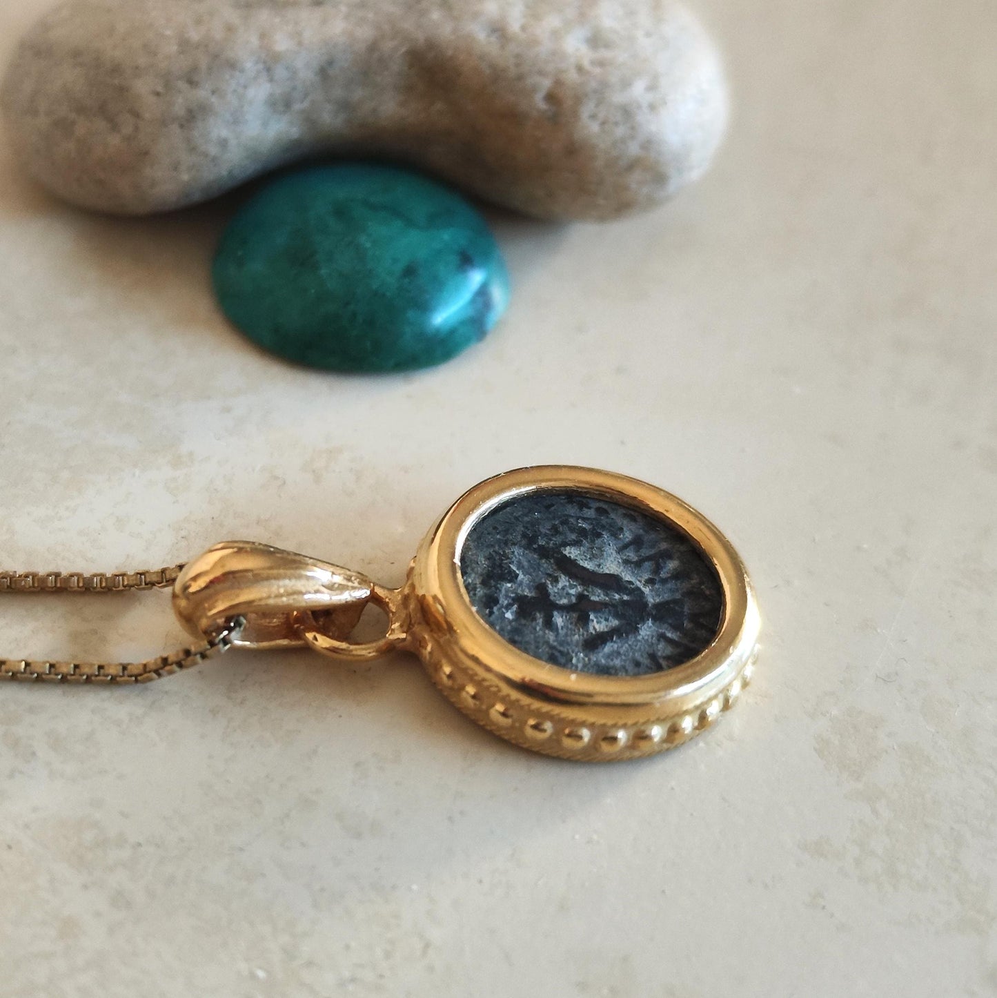 Widow's Mite Coin Necklace: Authentic Biblical Small Pendant in 18K Gold & Sterling Silver Barr Designs