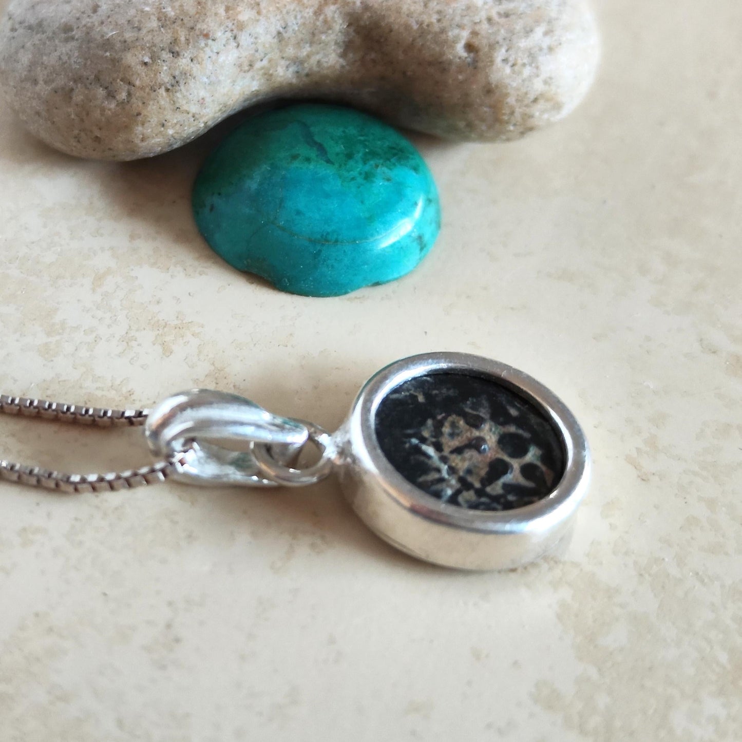 Antique Coin Silver Pendant, Judean Widows Mite Dainty Necklace, Christian New Testament Artifact Barr Designs