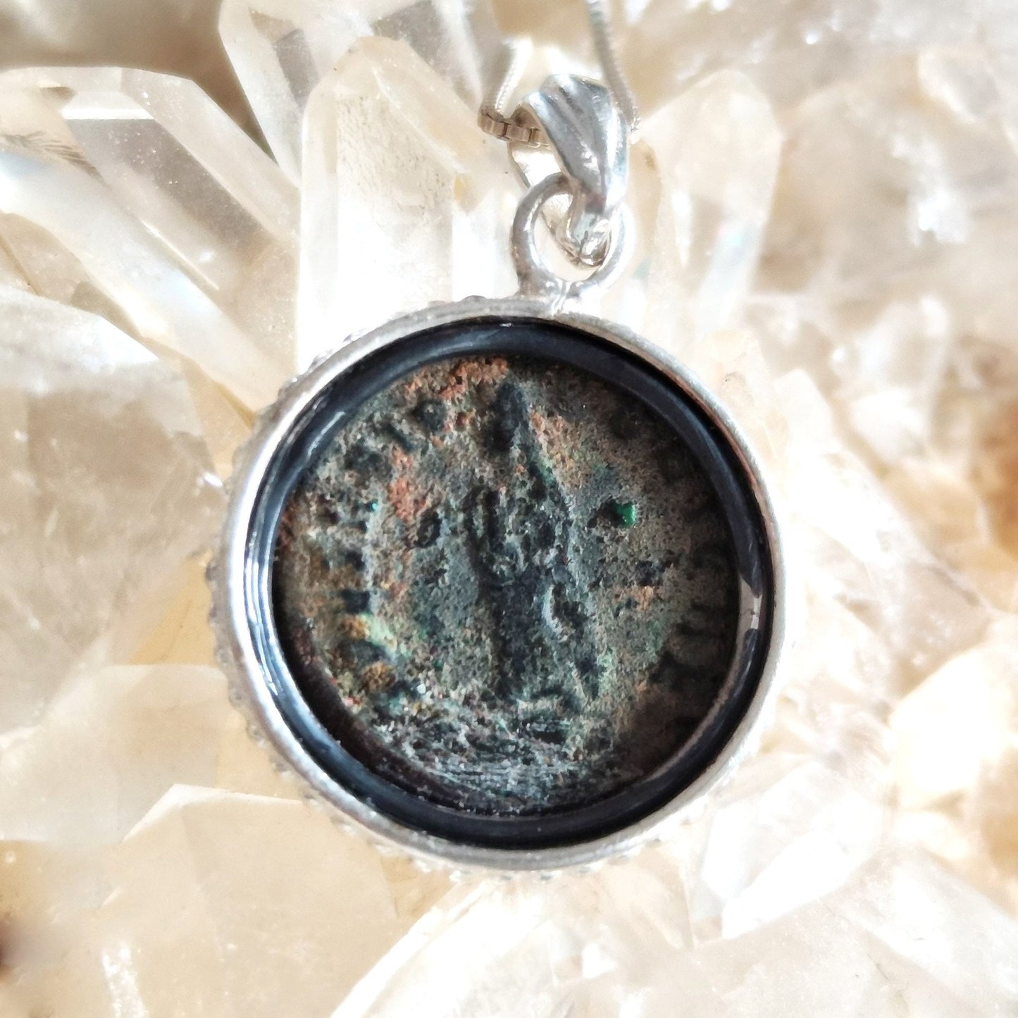 Ancient Coin of Roman Empress Fausta Silver Necklace, Constantine the Great wife pendant,  Women in Power Medallion, vintage style jewelry