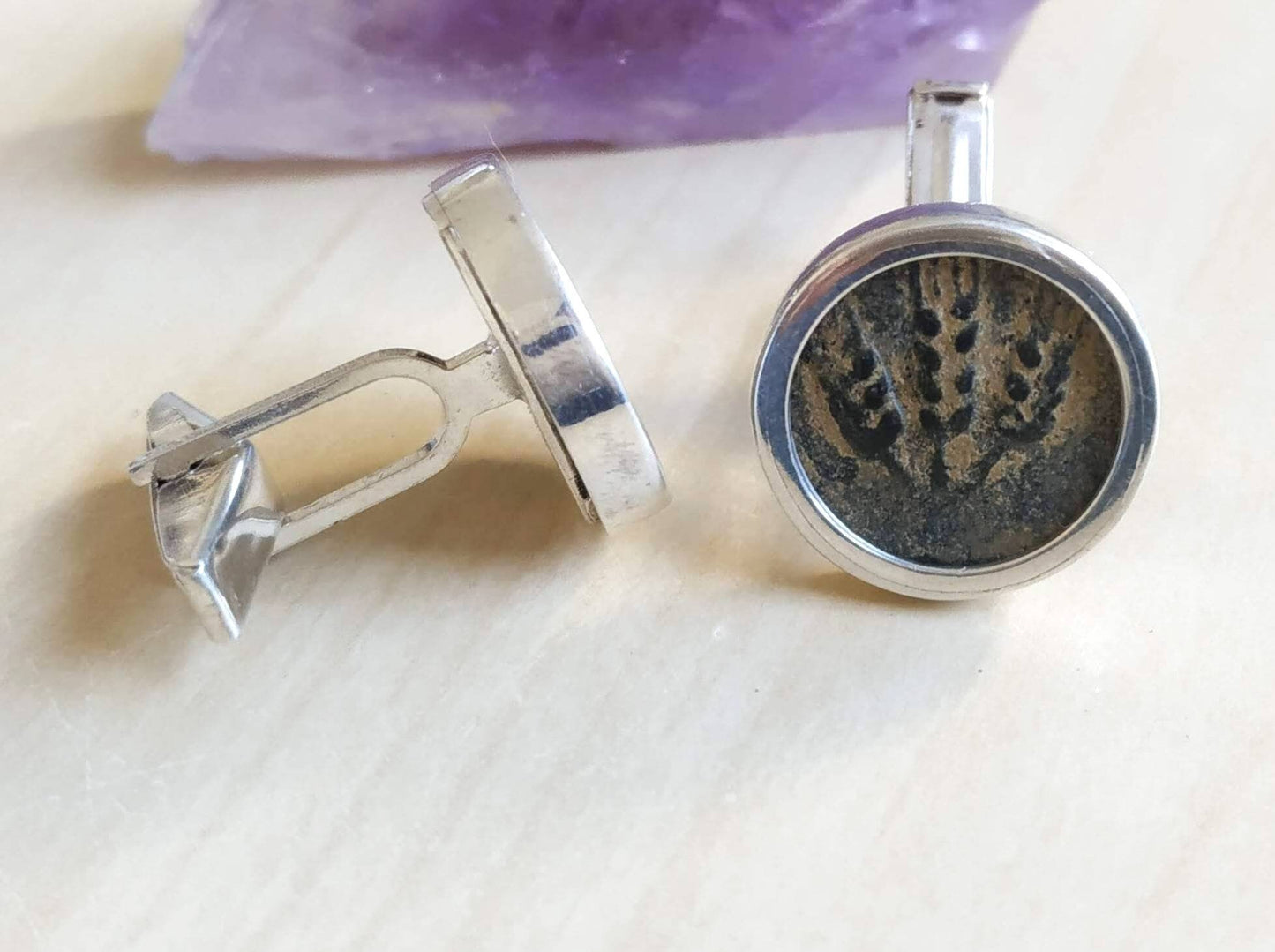 Antique Jewish Coin Cufflinks, Ancient king Herod Agrippa Coin Silver Cufflinks, Roman Coin cufflinks, History Gift for Men, Israeli jewelry