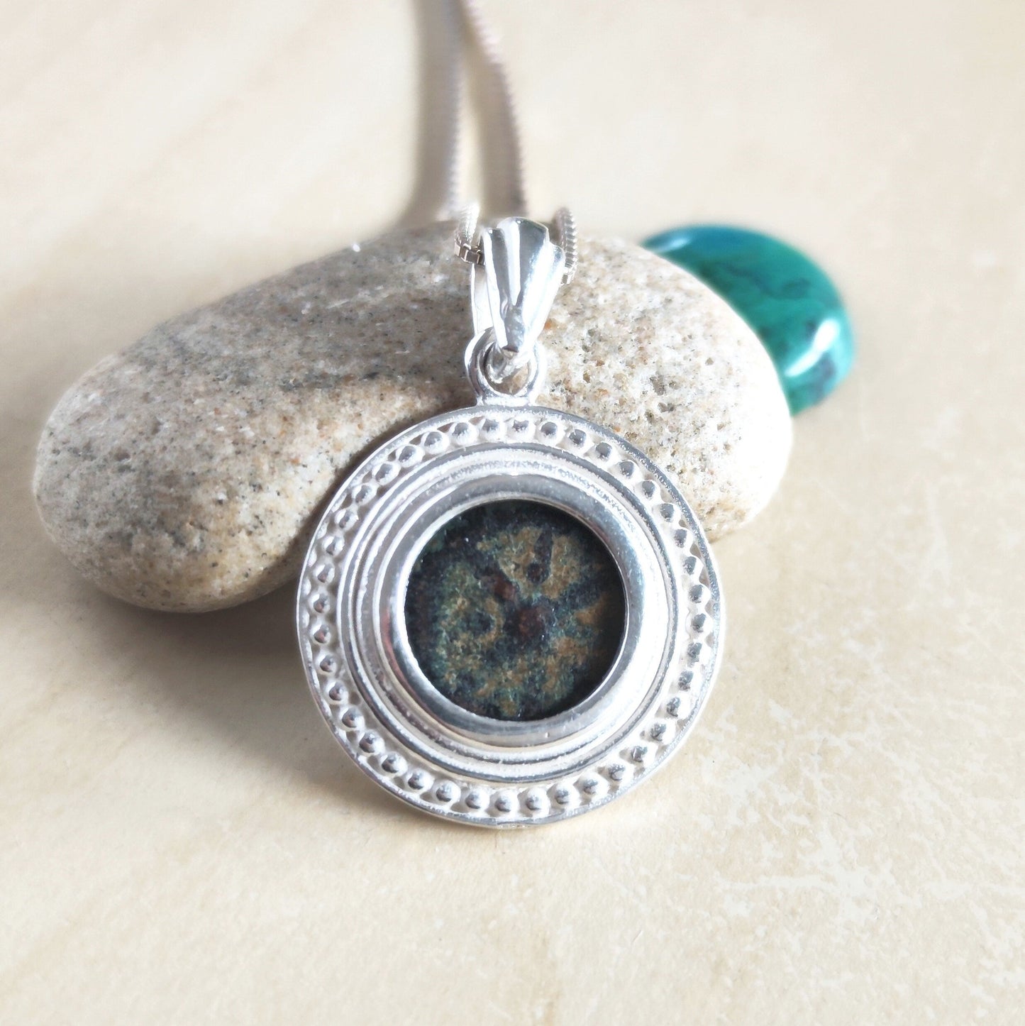 Genuine Widow's Mite Pendant, Ancient Coin Silver Necklace, Jesus Christian Jewelry Barr Designs