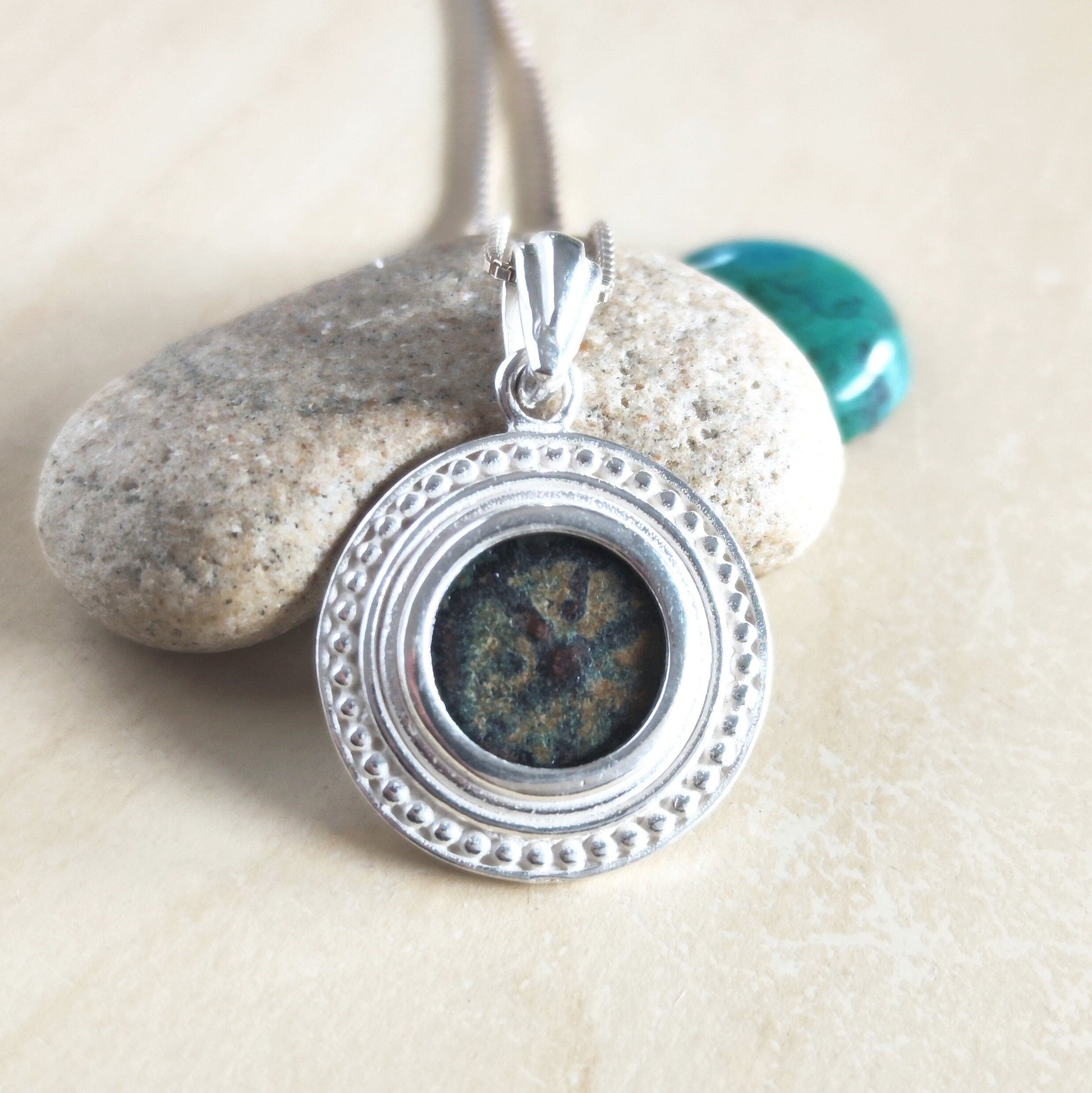 Genuine Widow's Mite Pendant, Ancient Coin Silver Necklace, Jesus Christian Jewelry Barr Designs