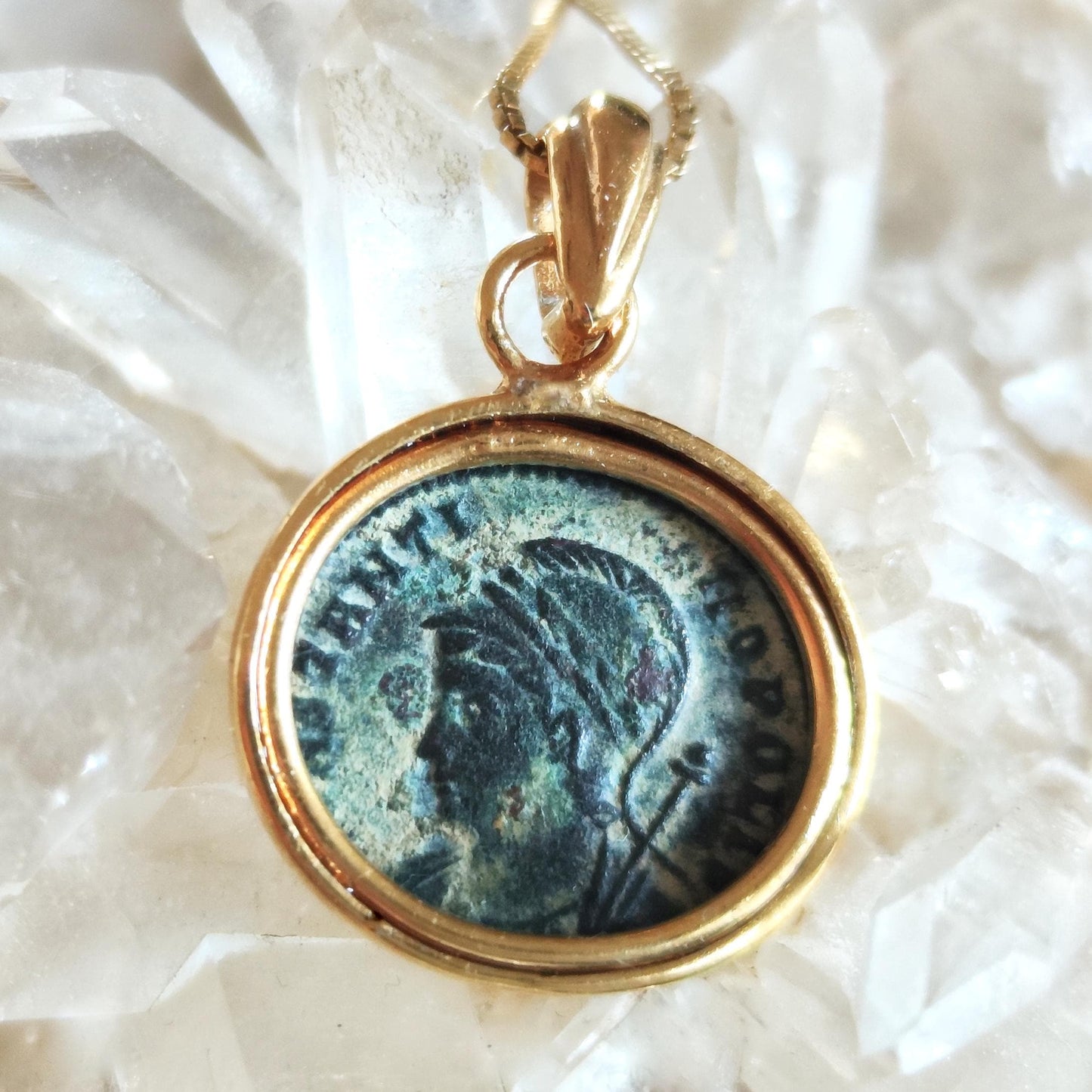Antique Constantine the Great Coin Pendant, Roman Winged Goddess Coin Necklace, Ancient Christian Medallion Gift
