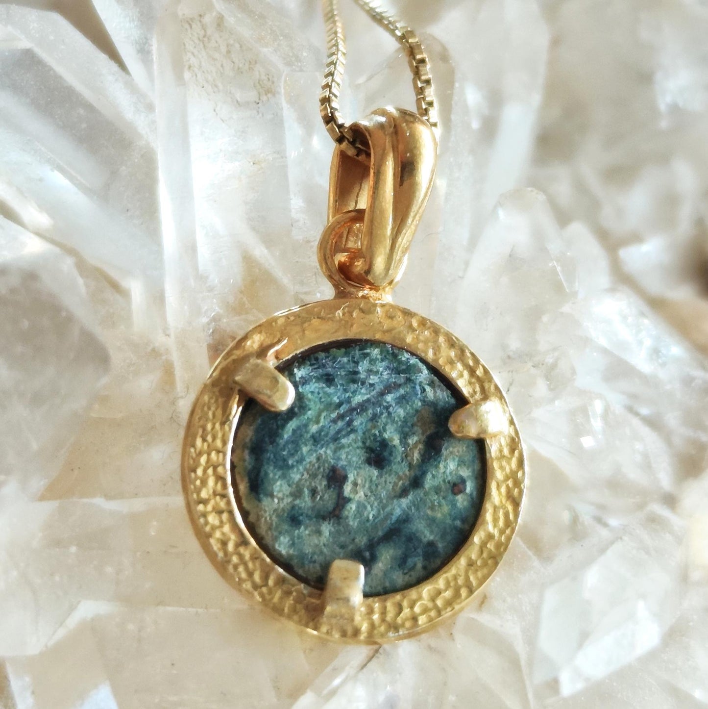 Antique Widow's Mite Coin Pendant: 18K Gold Plated Sterling Silver, Bible Gift Barr Designs