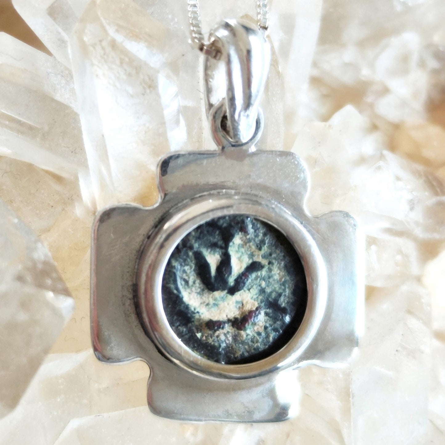 Ancient Widow's Mite Coin Cross Pendant, Jesus Cross silver Medallion, Christian Men Jewelry, Antique Cross Coin Necklace, Christ Coin Gift