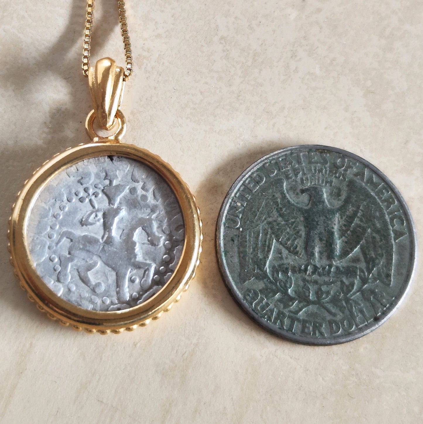 Ancient Medieval Silver Coin Necklace, Authentic Armenia Kingdom Horse Lion Coin, Christian Crusader Cross pendant, Vintage style jewelry