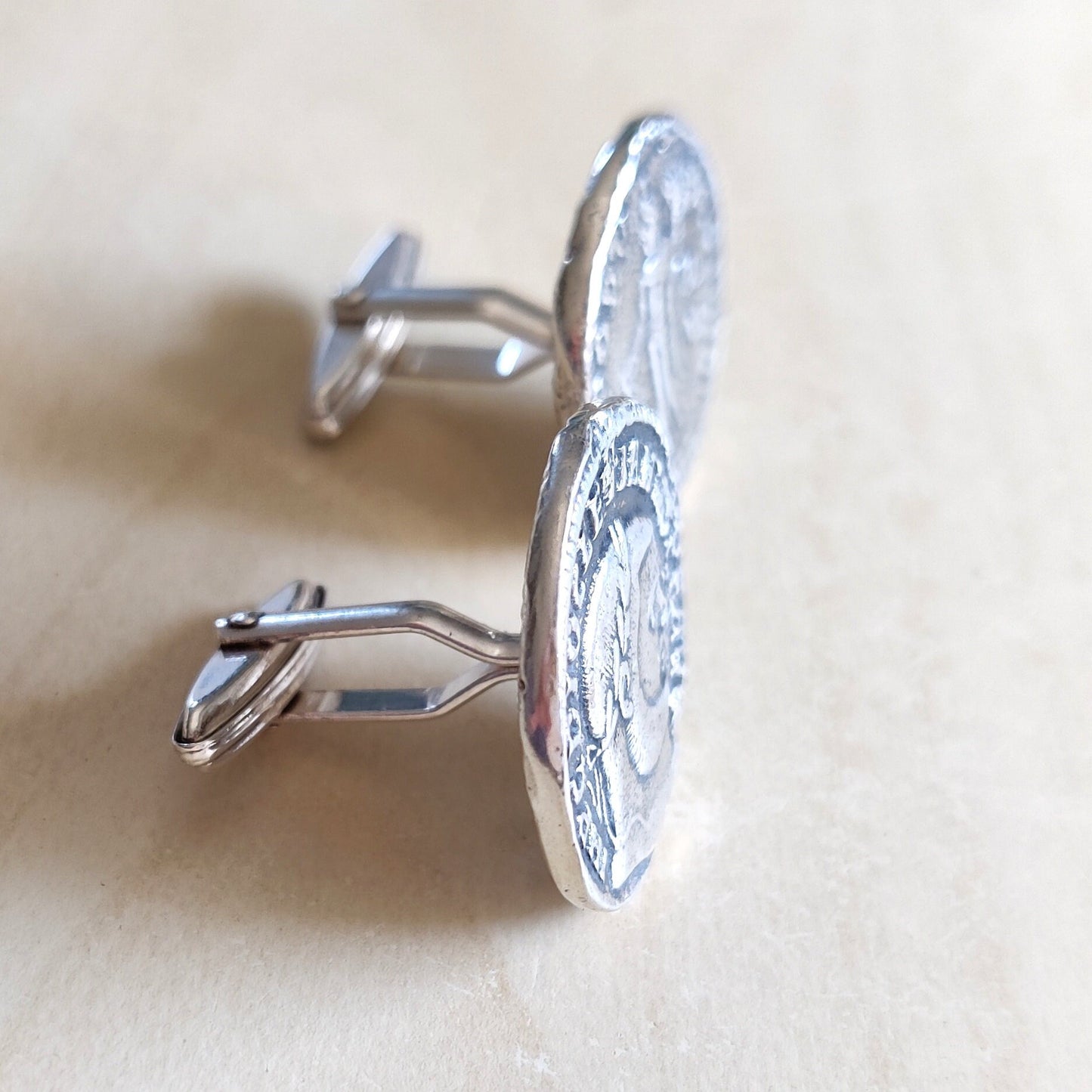 Roman Coin Silver Cufflinks , Emperor Diocletian Replica Coin Cufflinks, Jewelry Gift Idea For men, History Buff Cufflinks