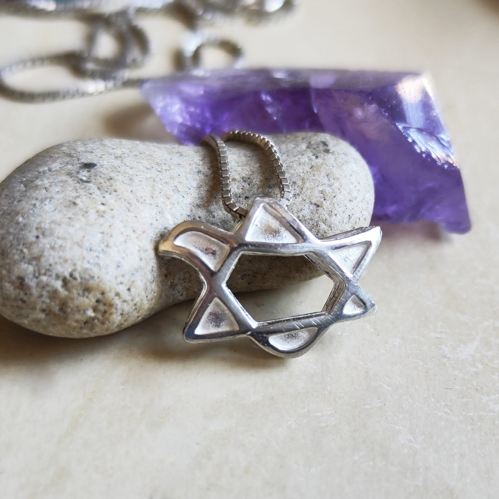 Dove Star of David Sterling Silver Necklace: 3D Jewish Christian Gift Barr Designs