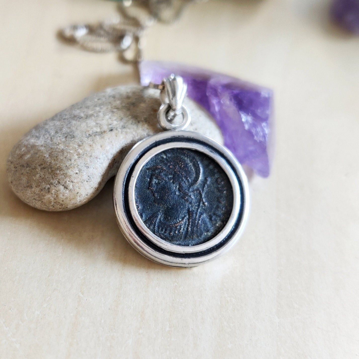 Roman Constantine the Great ancient Coin Medallion, Christian Men Necklace, Christmas Gift Idea