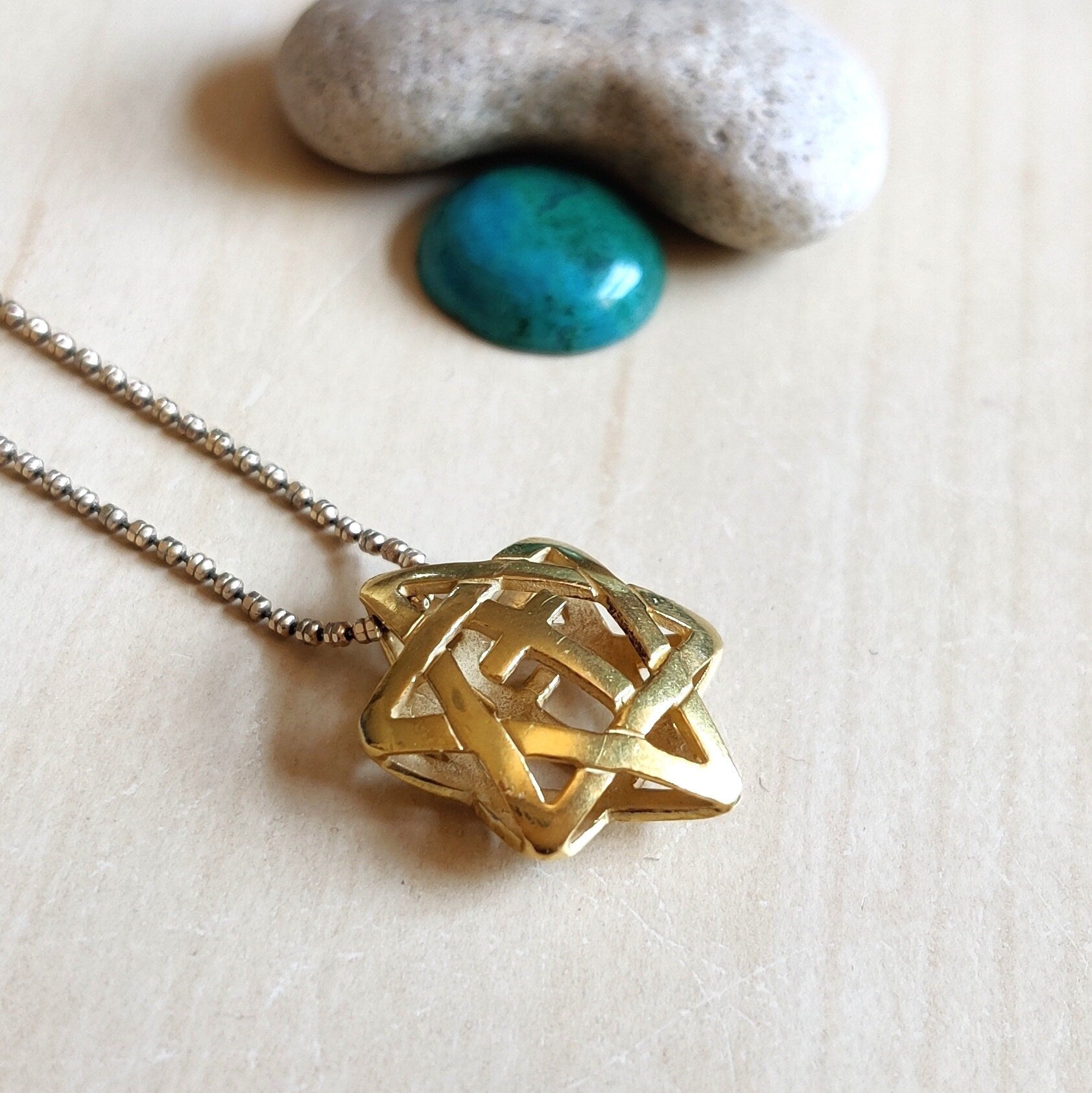 Messianic Interfaith Jewelry, Gold Plated Star of David Cross Necklace Barr Designs