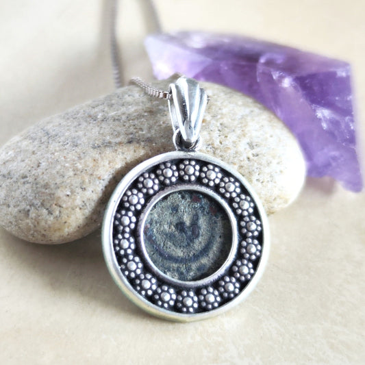 Widow Mite Coin Pendant: Sterling Silver Christian Necklace, Ancient Israeli Jewelry Barr Designs