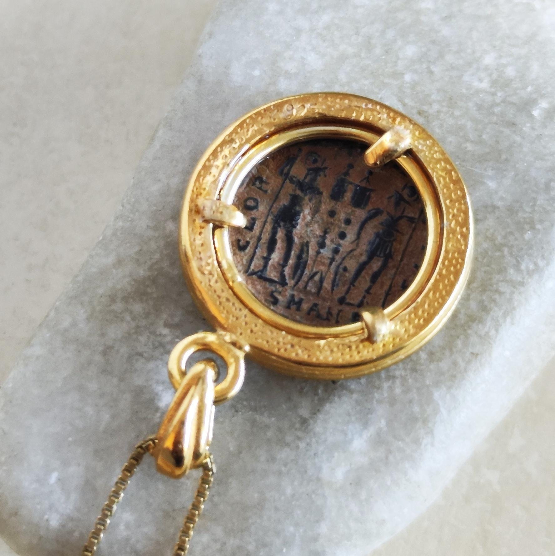 Genuine Roman Coin Pendant featuring Emperor Constantine II, Ancient Coin Vintage Necklace Barr Designs