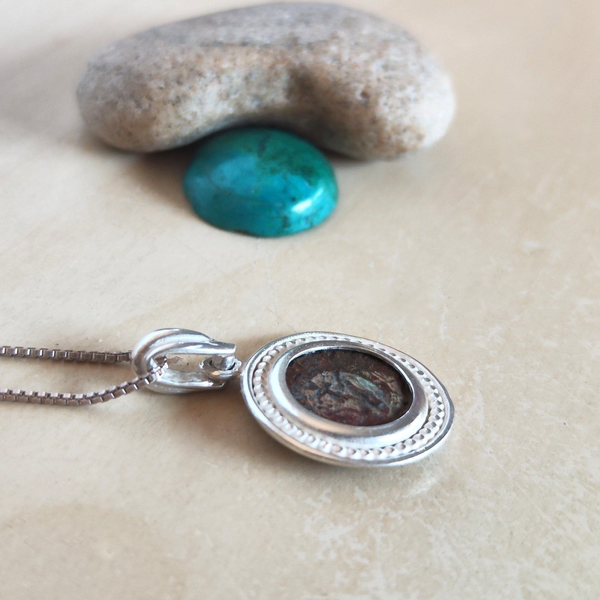 Authentic Widow's Mite Coin Necklace, Sterling Silver Ancient Biblical Judean Prutah Barr Designs