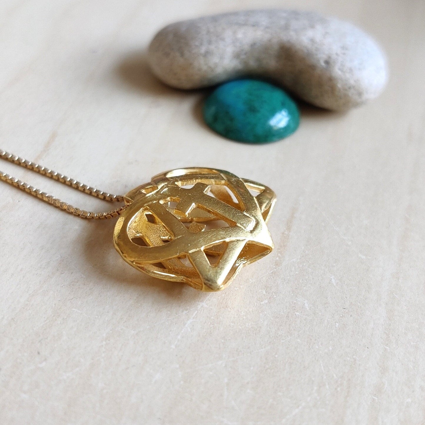 Star of David Cross Pendant: Interfaith Heart Shaped Necklace, Handmade in Israel Barr Designs