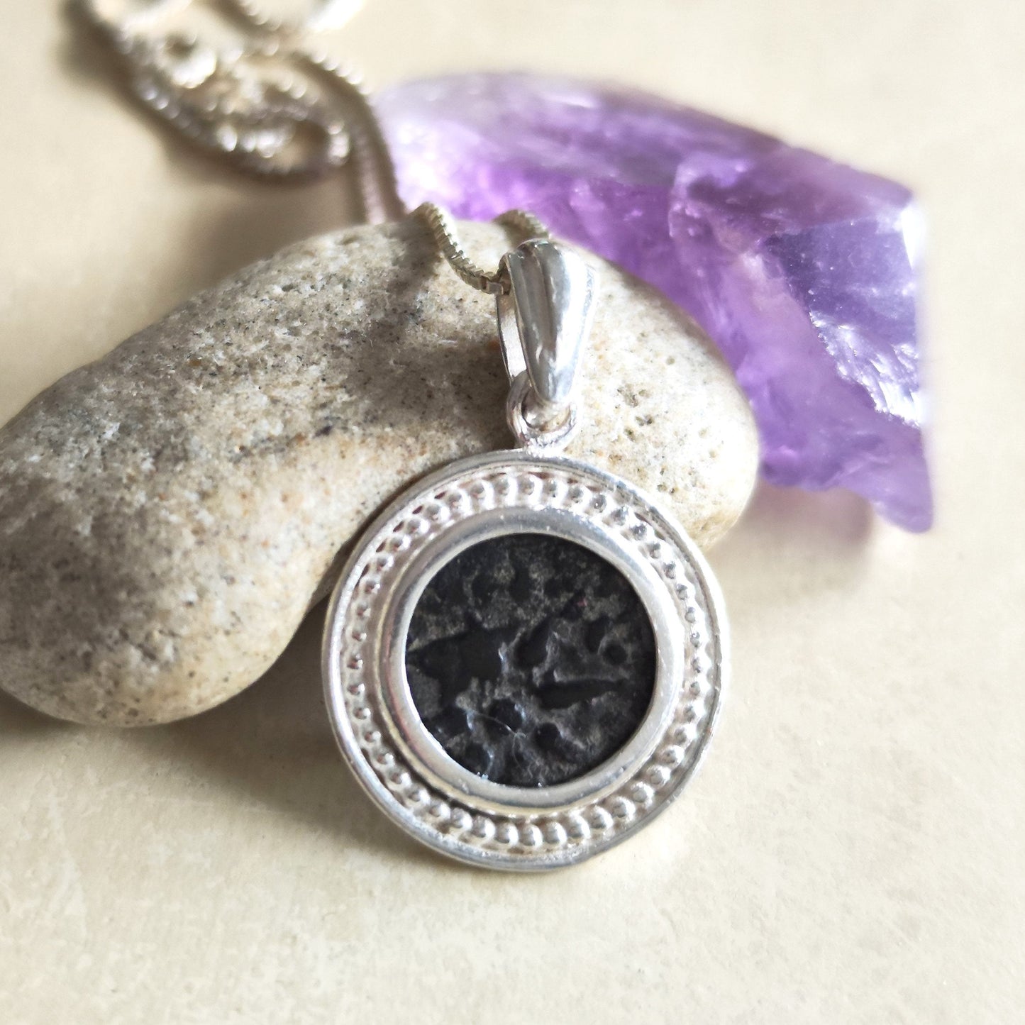 Sterling Silver Widow's Mite Pendant: Authentic Ancient Coin Necklace Barr Designs