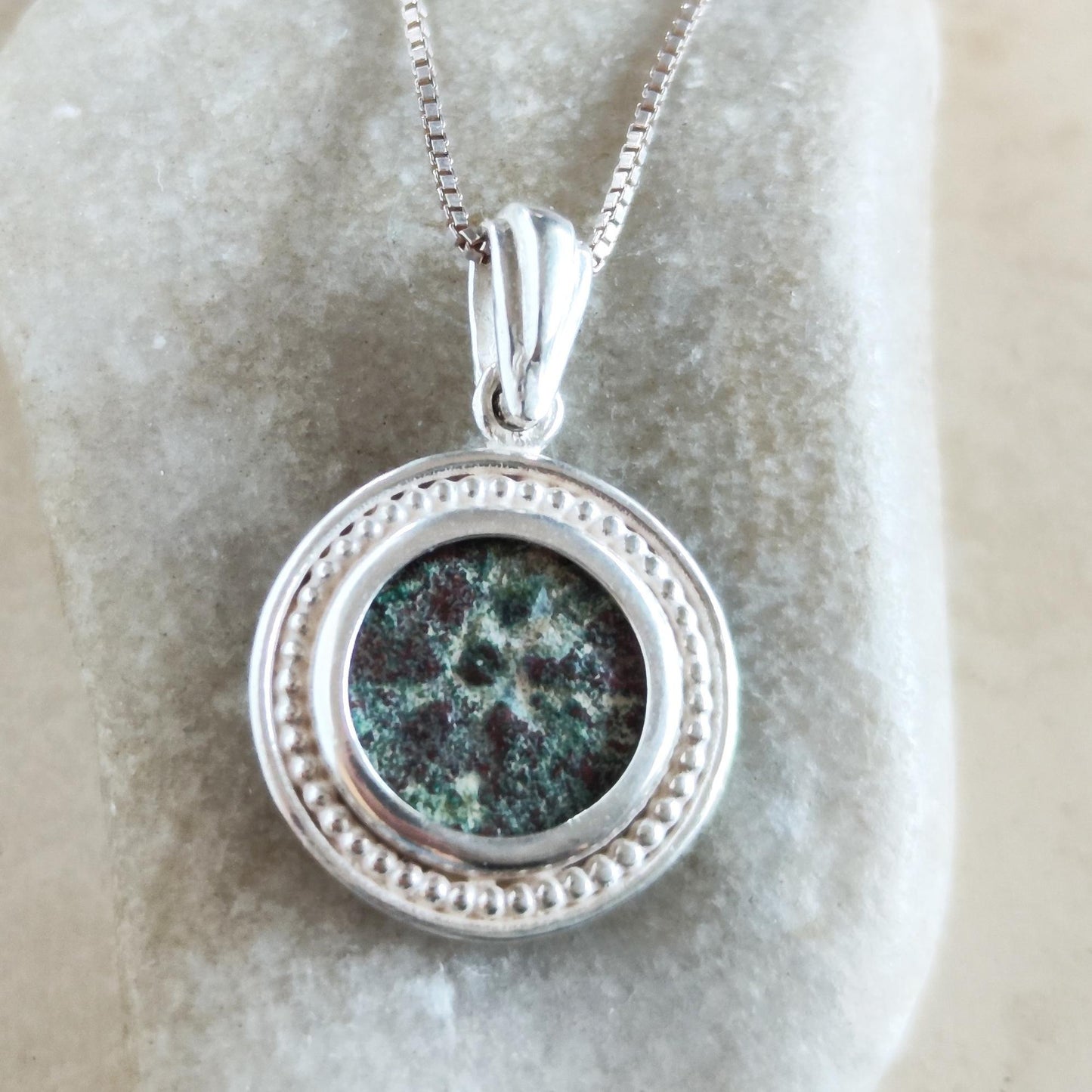 Biblical Widow Mite Coin Silver Necklace, Jesus New Testament Medallion Barr Designs