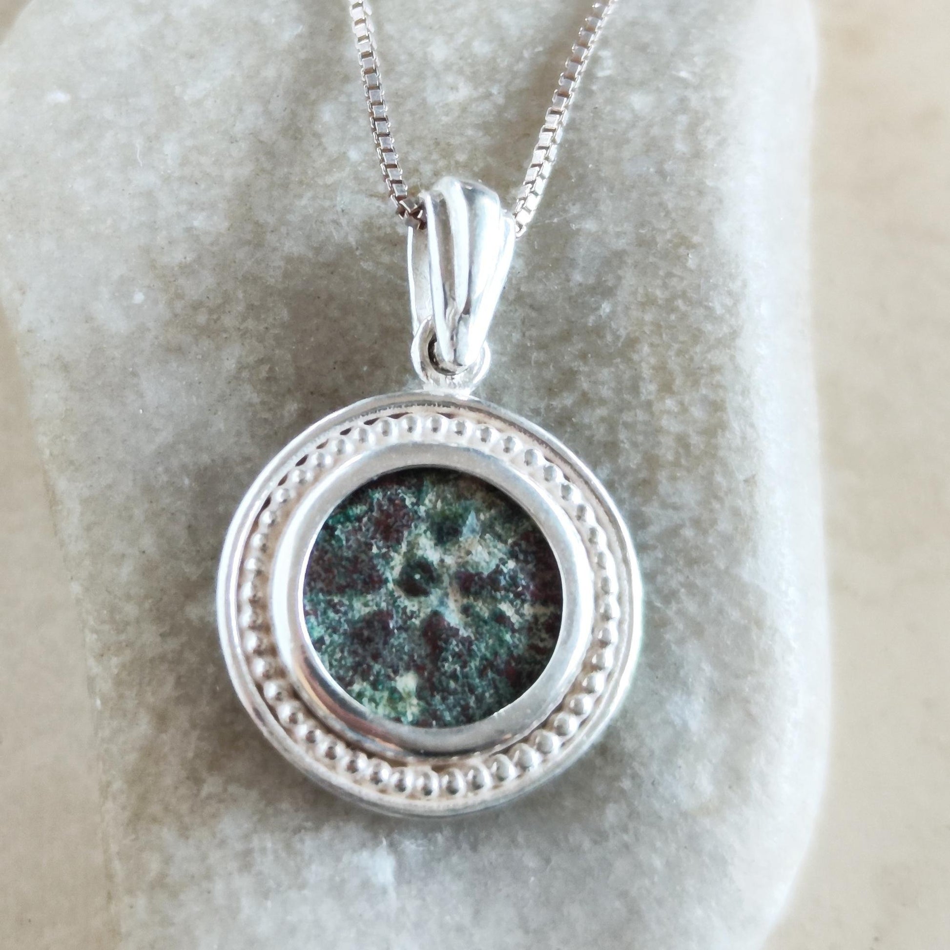 Biblical Widow Mite Coin Silver Necklace, Jesus New Testament Medallion Barr Designs