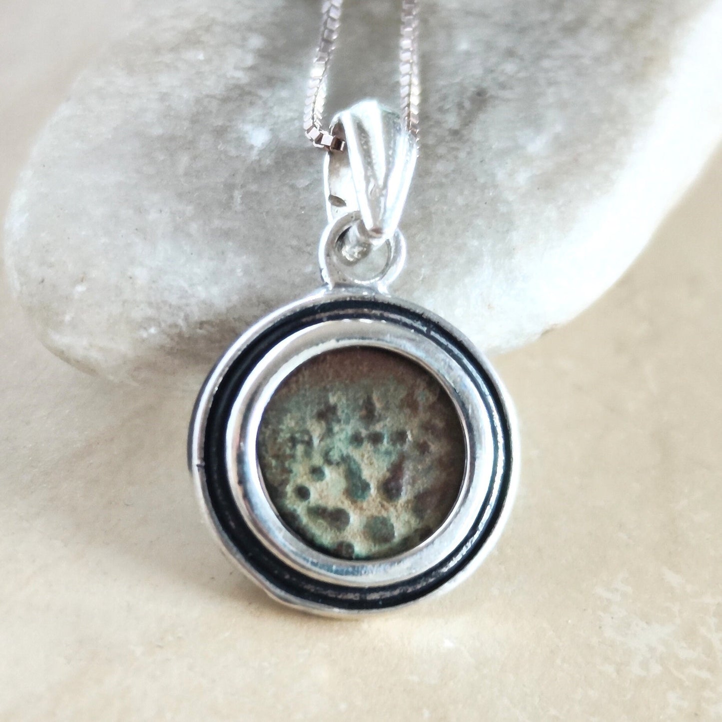Bible Gift for Men, Widow's Mite Silver Pendant, Christian Faith Necklace, Vintage Necklace, Widow Mite Jewelry, Ancient Jesus Coin Pendant