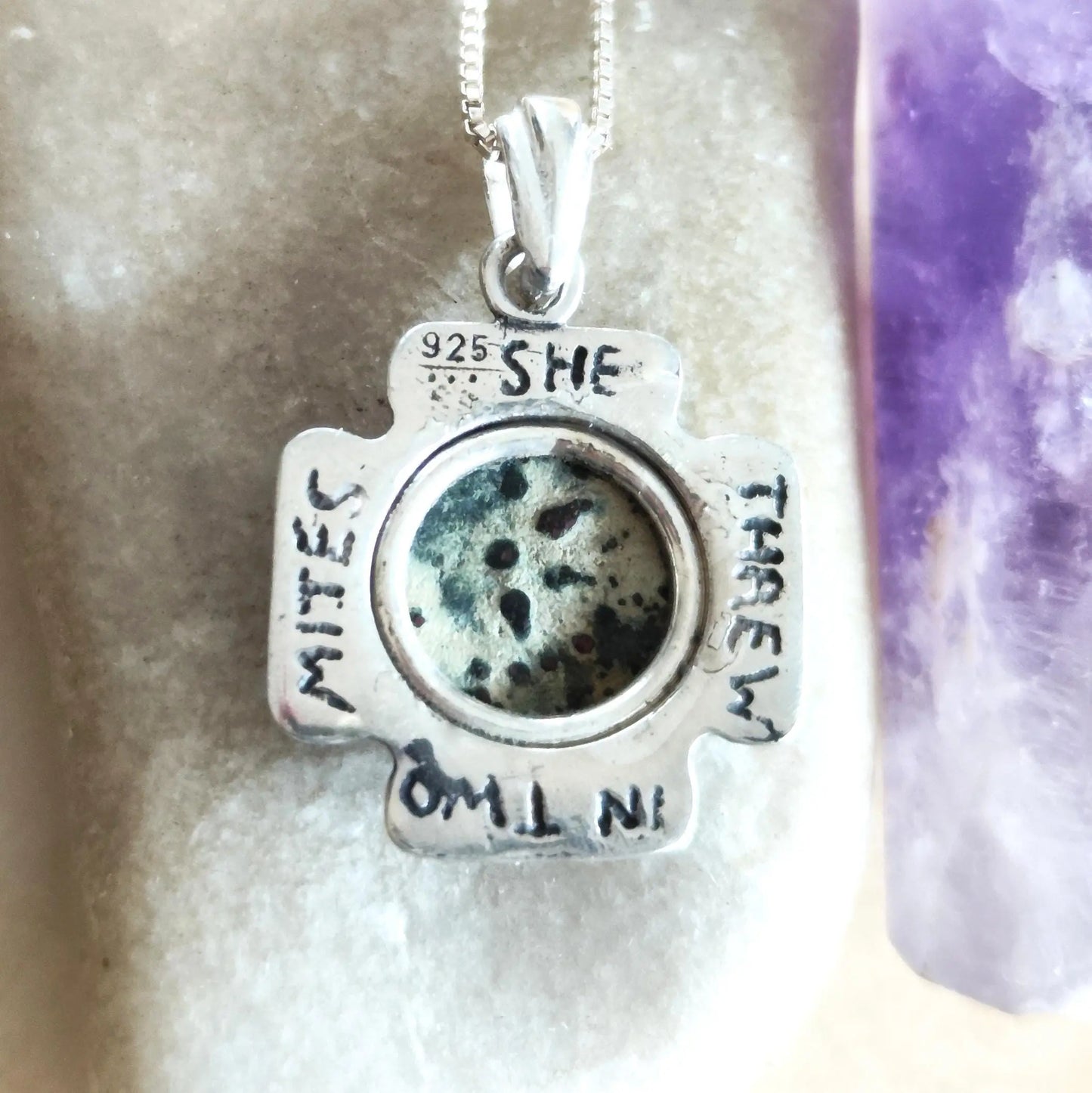 Sterling Silver Widow's Mite Coin Cross Pendant: Antique Christian Jewelry Barr Designs
