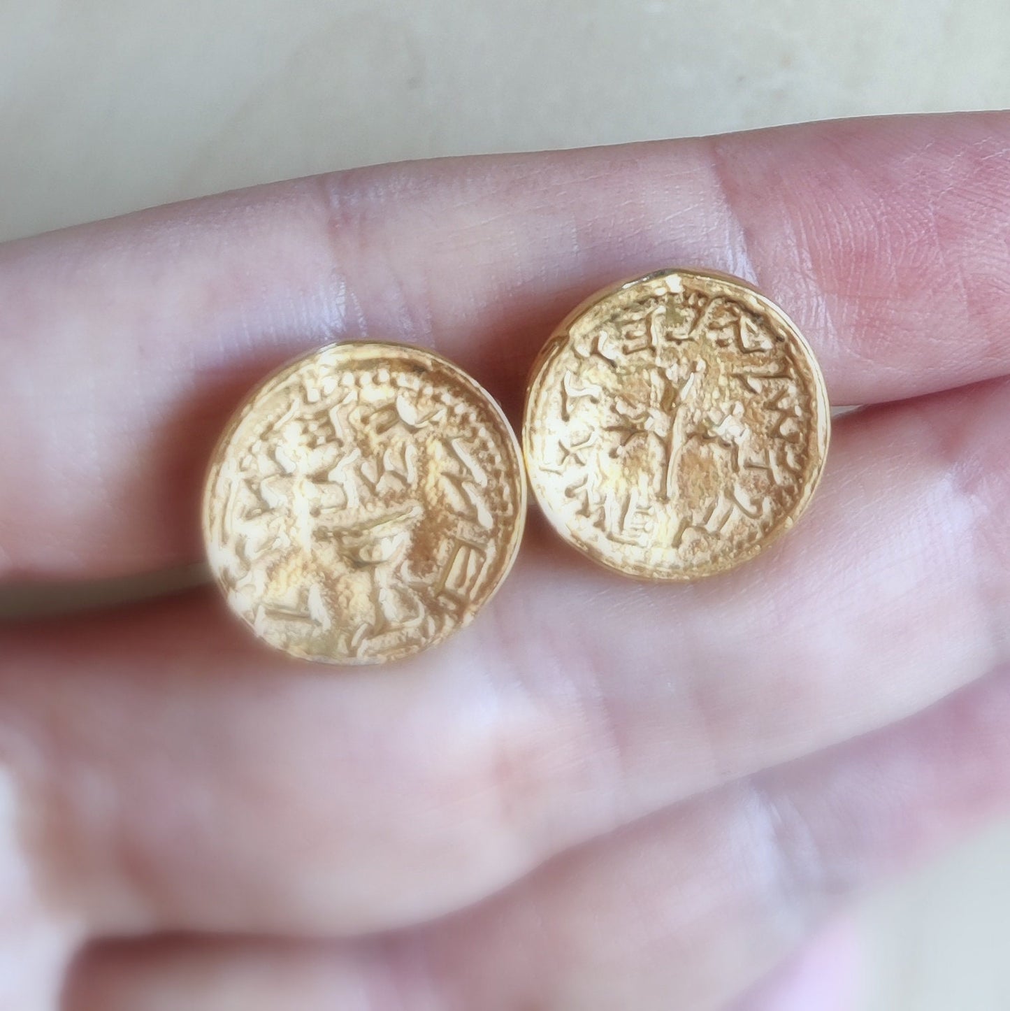 Antique coin Gold cufflinks, Jewish Revolt half shekel replica coin, men gift idea, Israeli jewelry, Vintage Cufflinks, father's day Gift