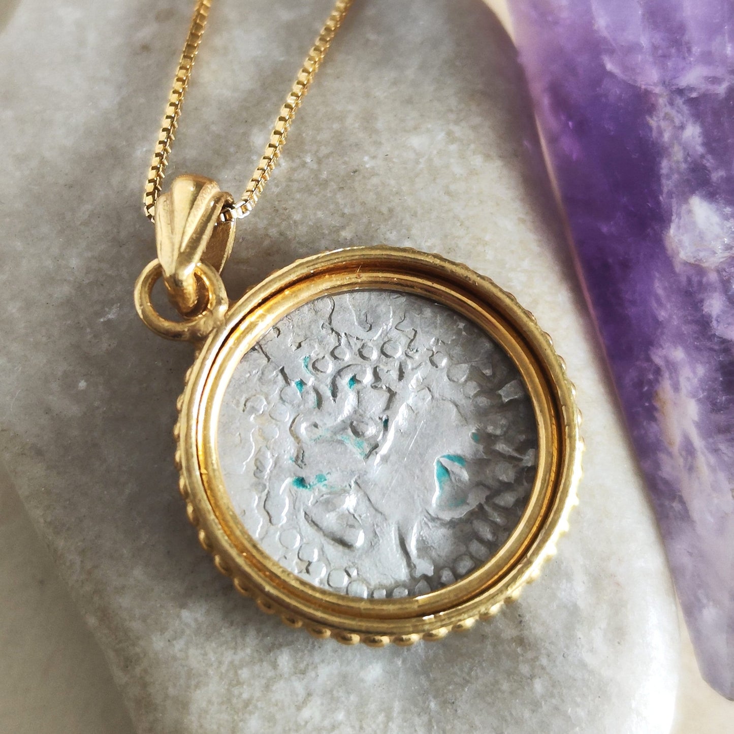 Ancient Medieval Silver Coin Necklace, Authentic Armenia Kingdom Horse Lion Coin, Christian Crusader Cross pendant, Vintage style jewelry